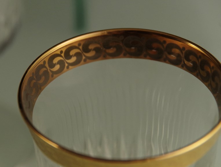 Vintage Reims France Crystal Stemware with Gold Rim