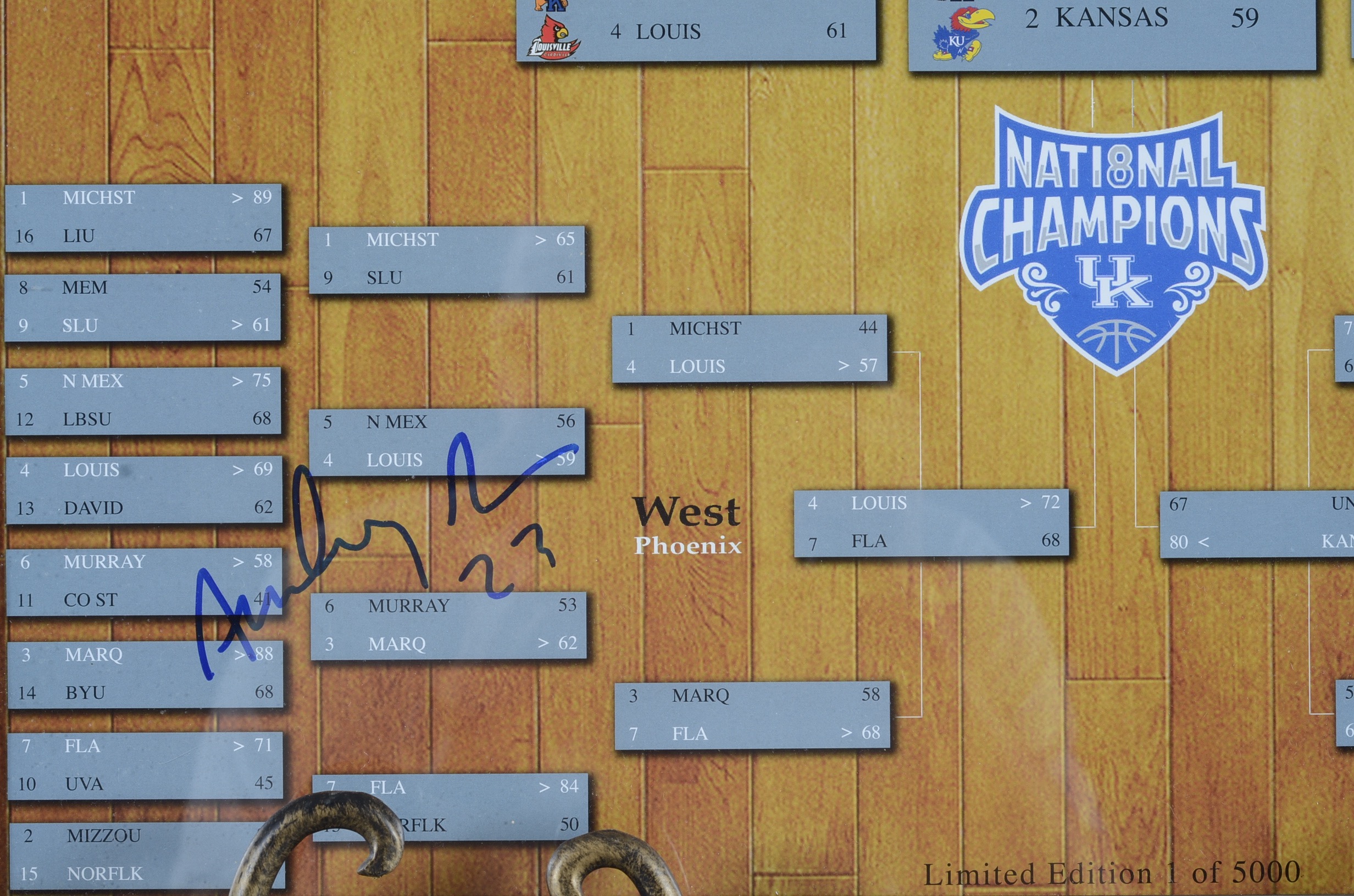 Framed March Madness Bracket Autographed by Anthony Davis