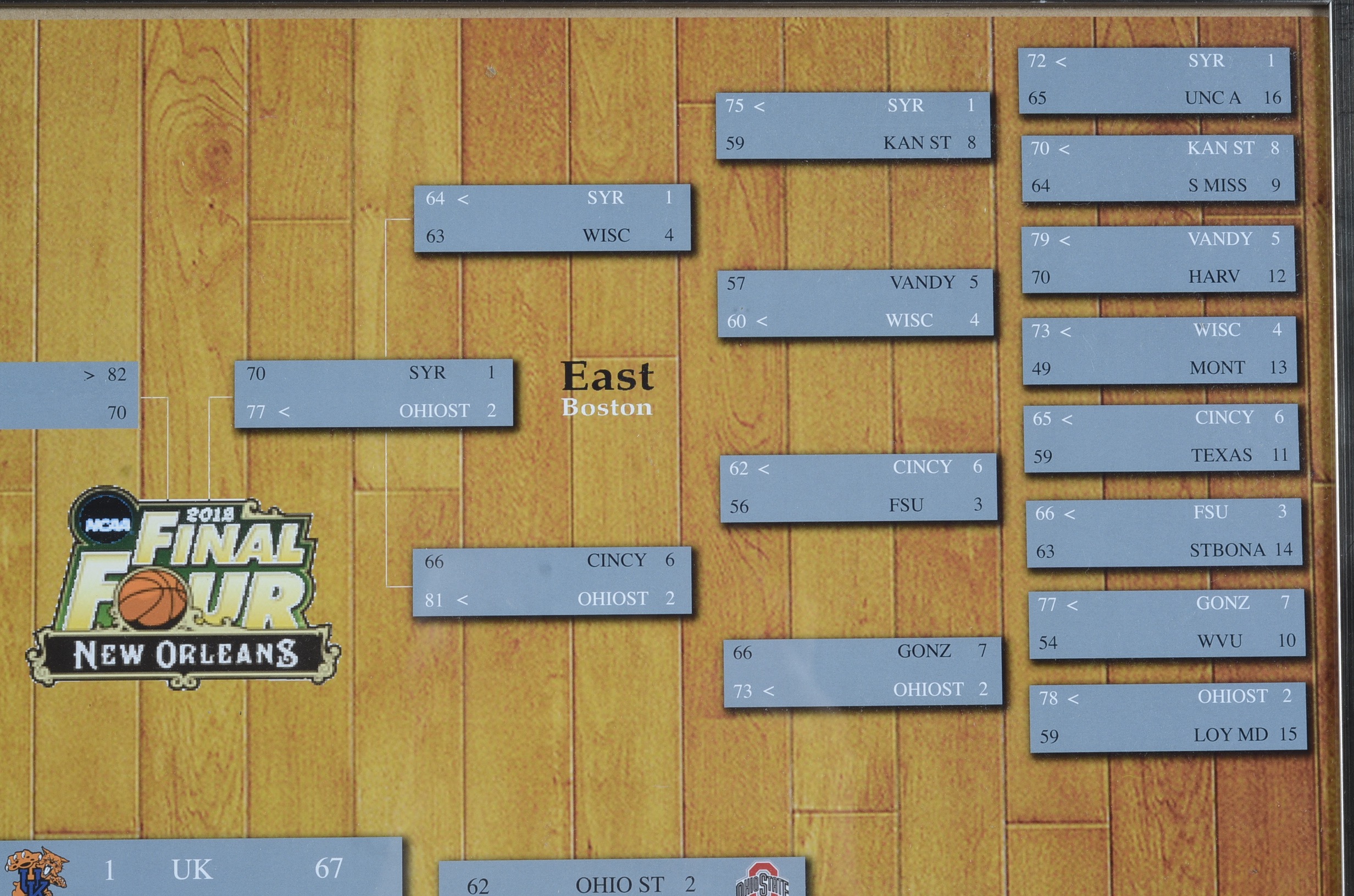 Framed March Madness Bracket Autographed by Anthony Davis