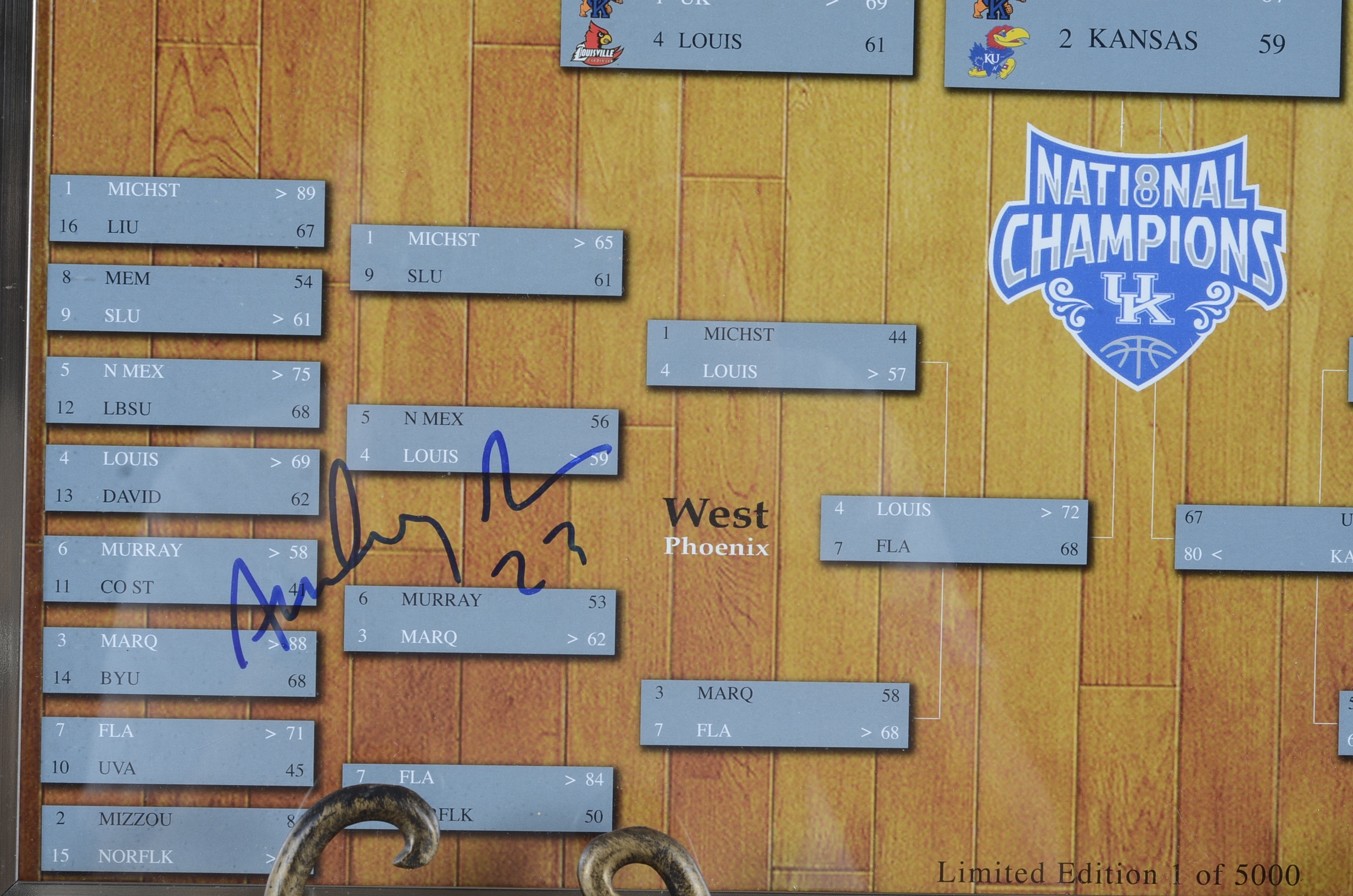 Framed March Madness Bracket Autographed by Anthony Davis