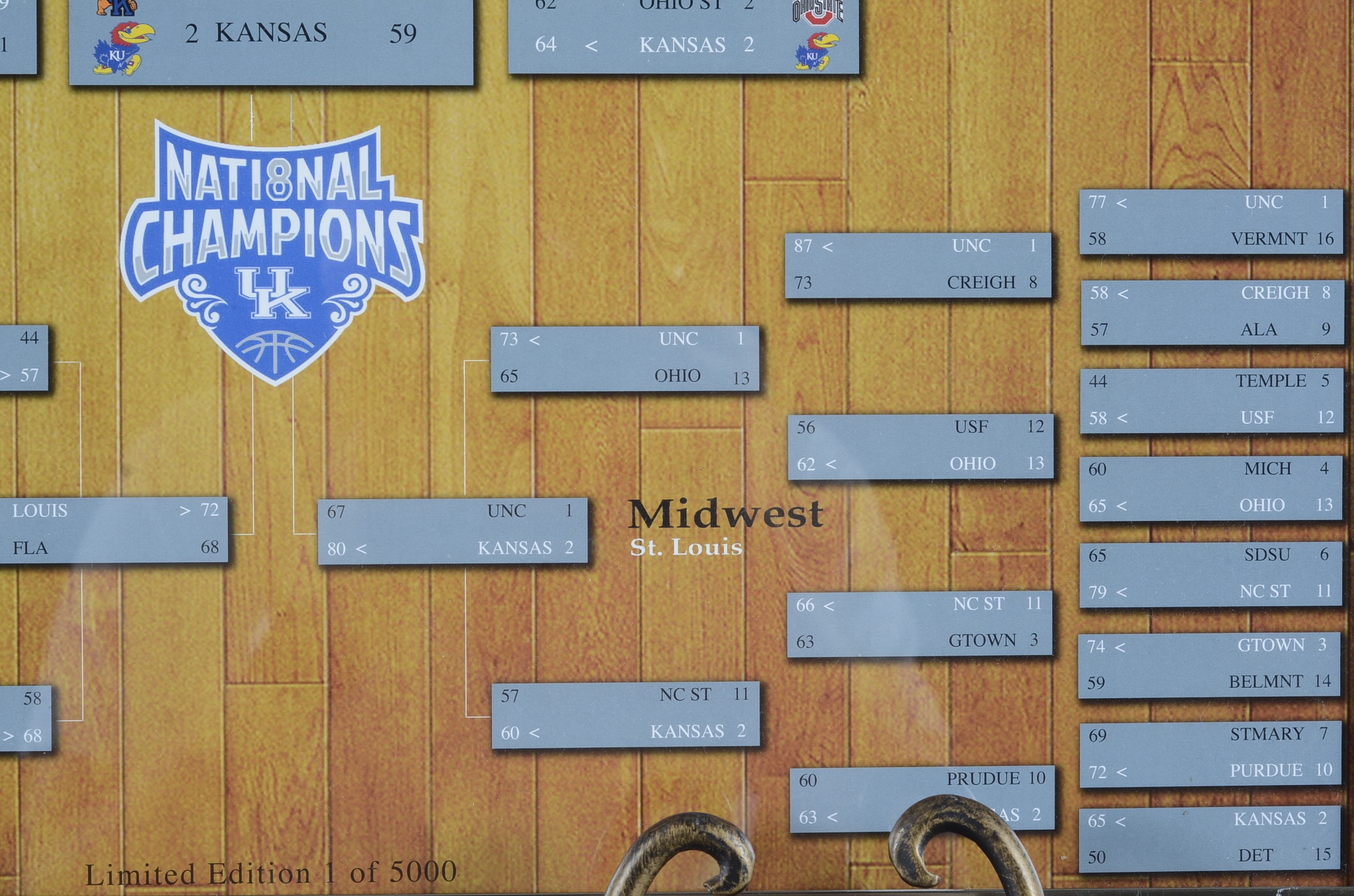 Framed March Madness Bracket Autographed by Anthony Davis