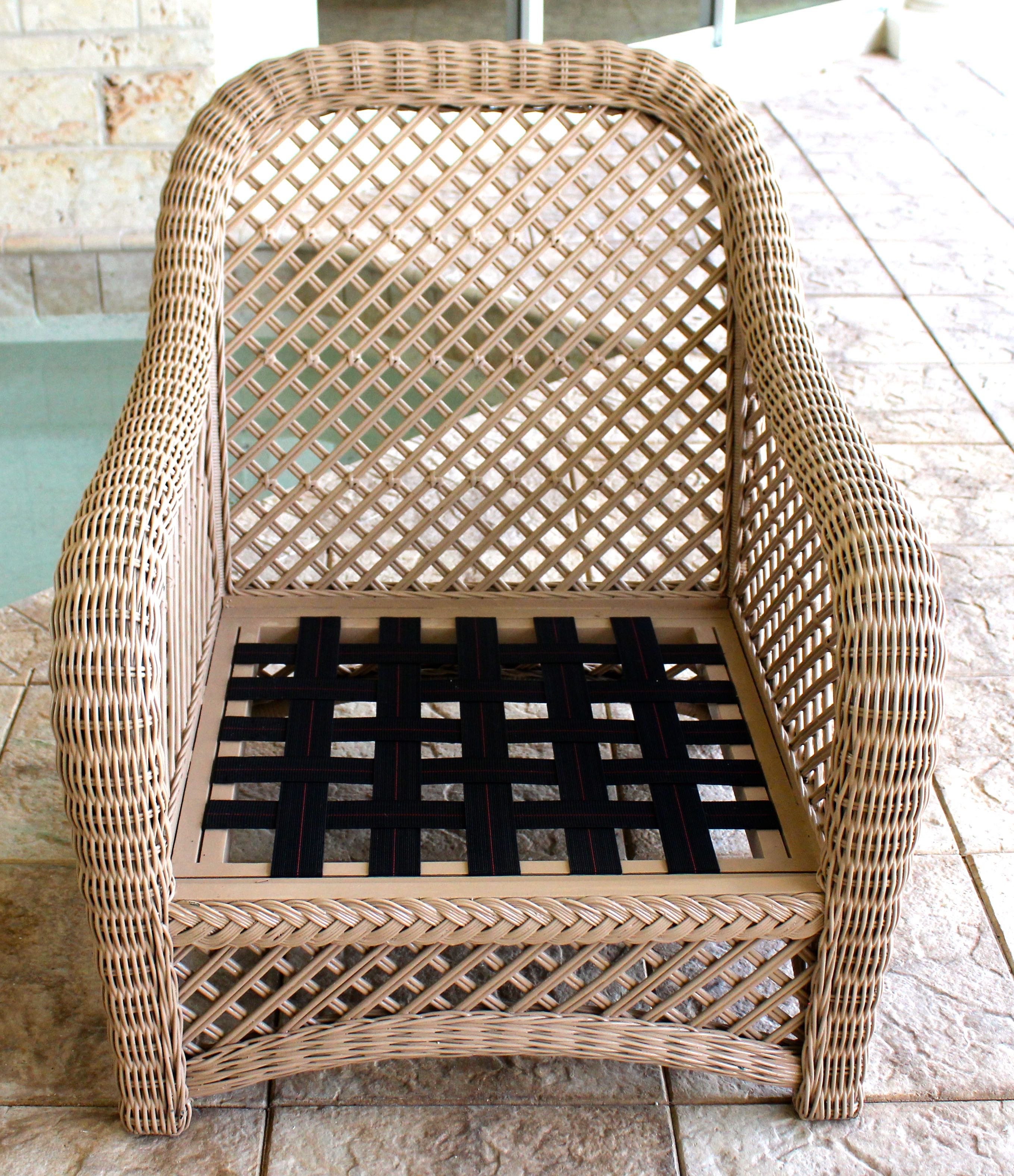 Wicker Club Chair and Ottoman With Cushions