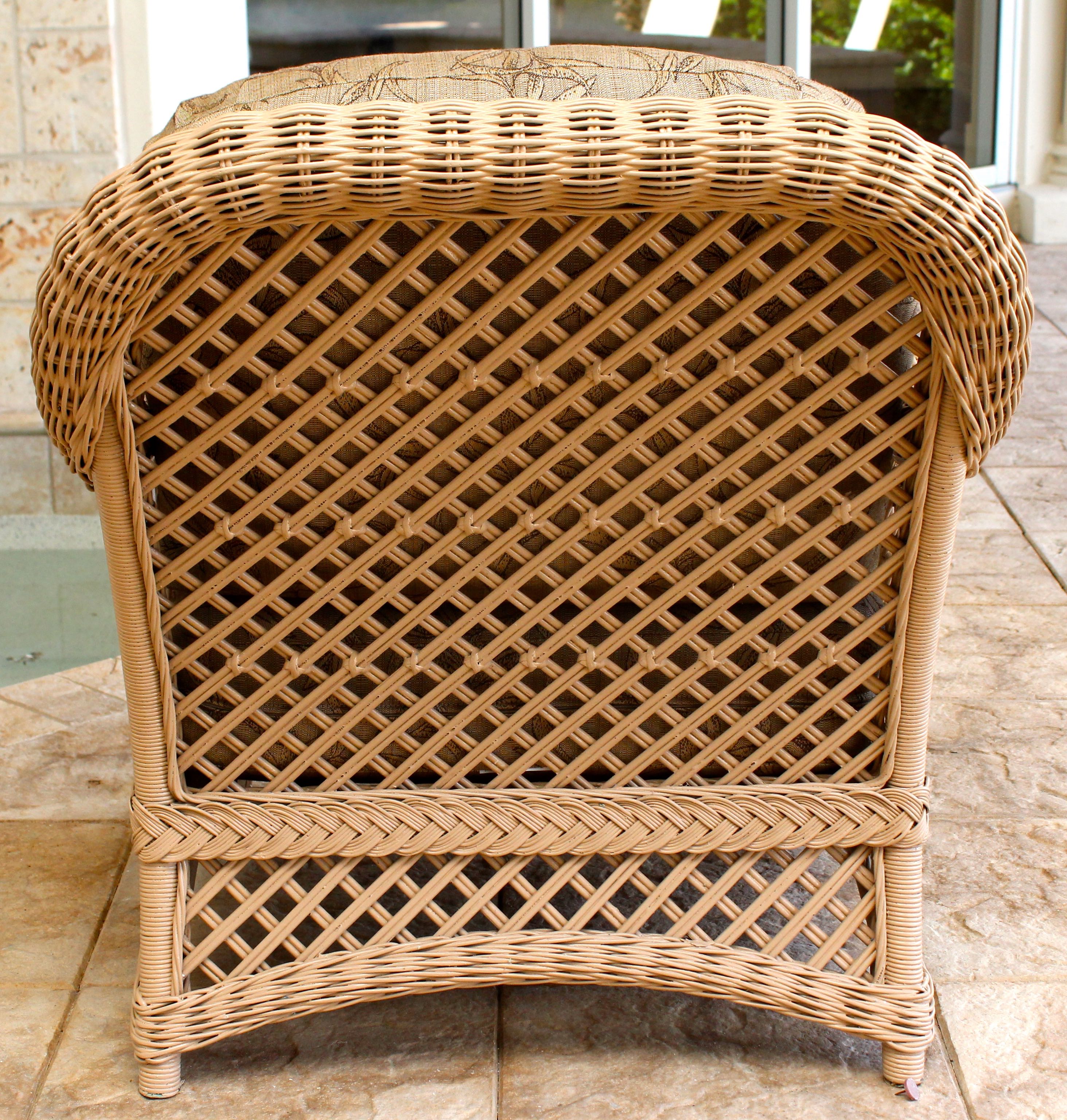 Wicker Club Chair and Ottoman With Cushions