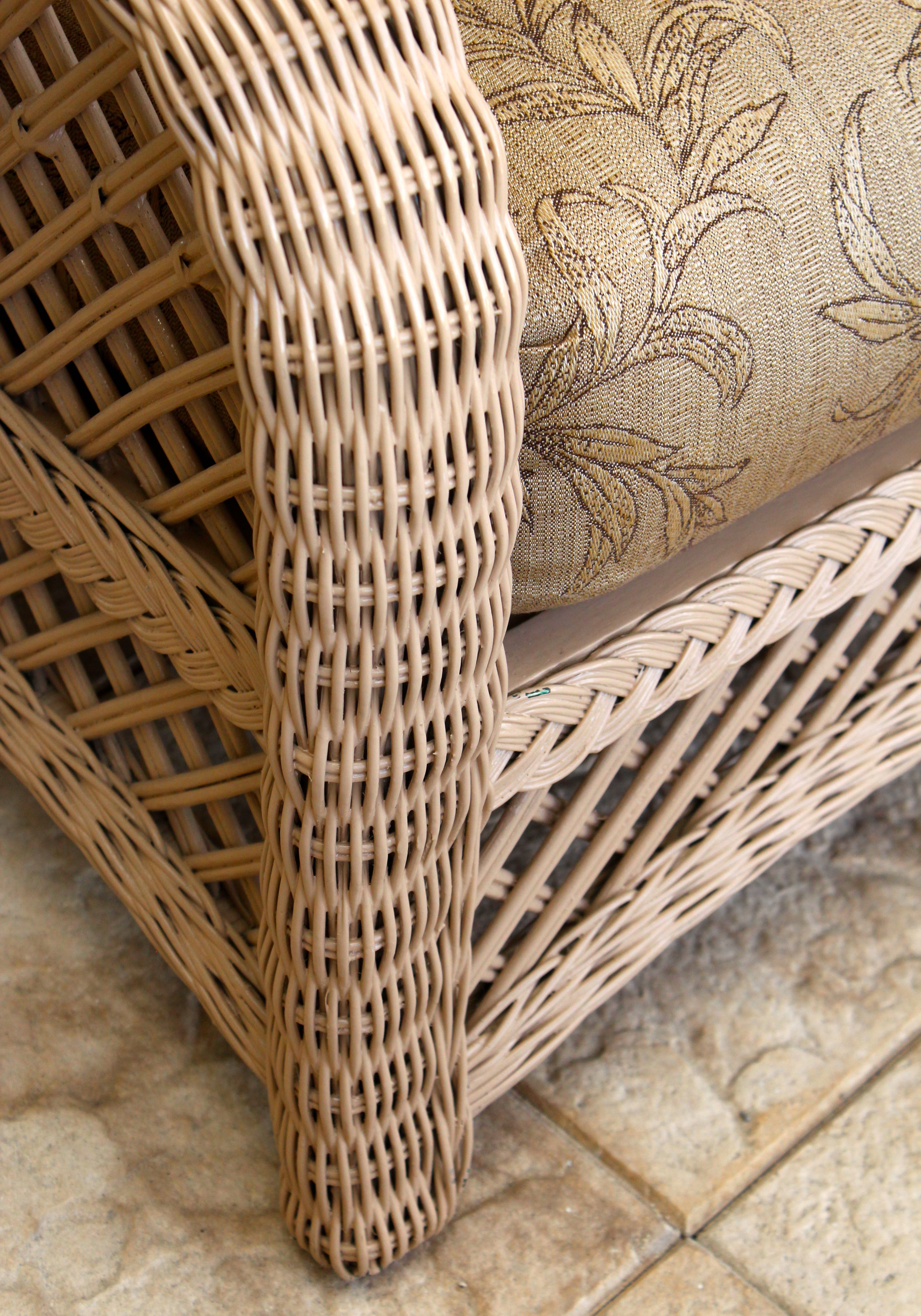 Wicker Club Chair and Ottoman With Cushions