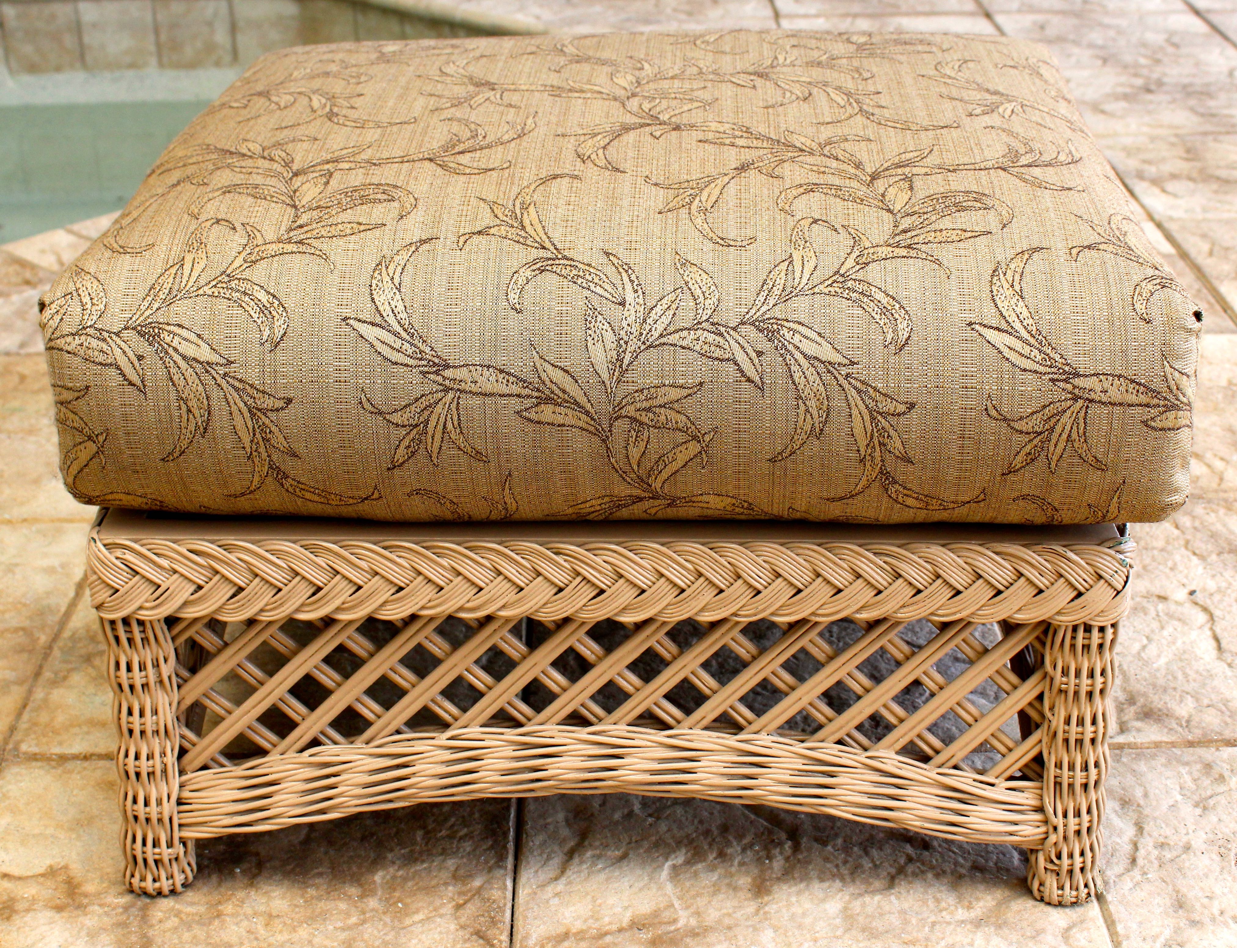 Wicker Club Chair and Ottoman With Cushions