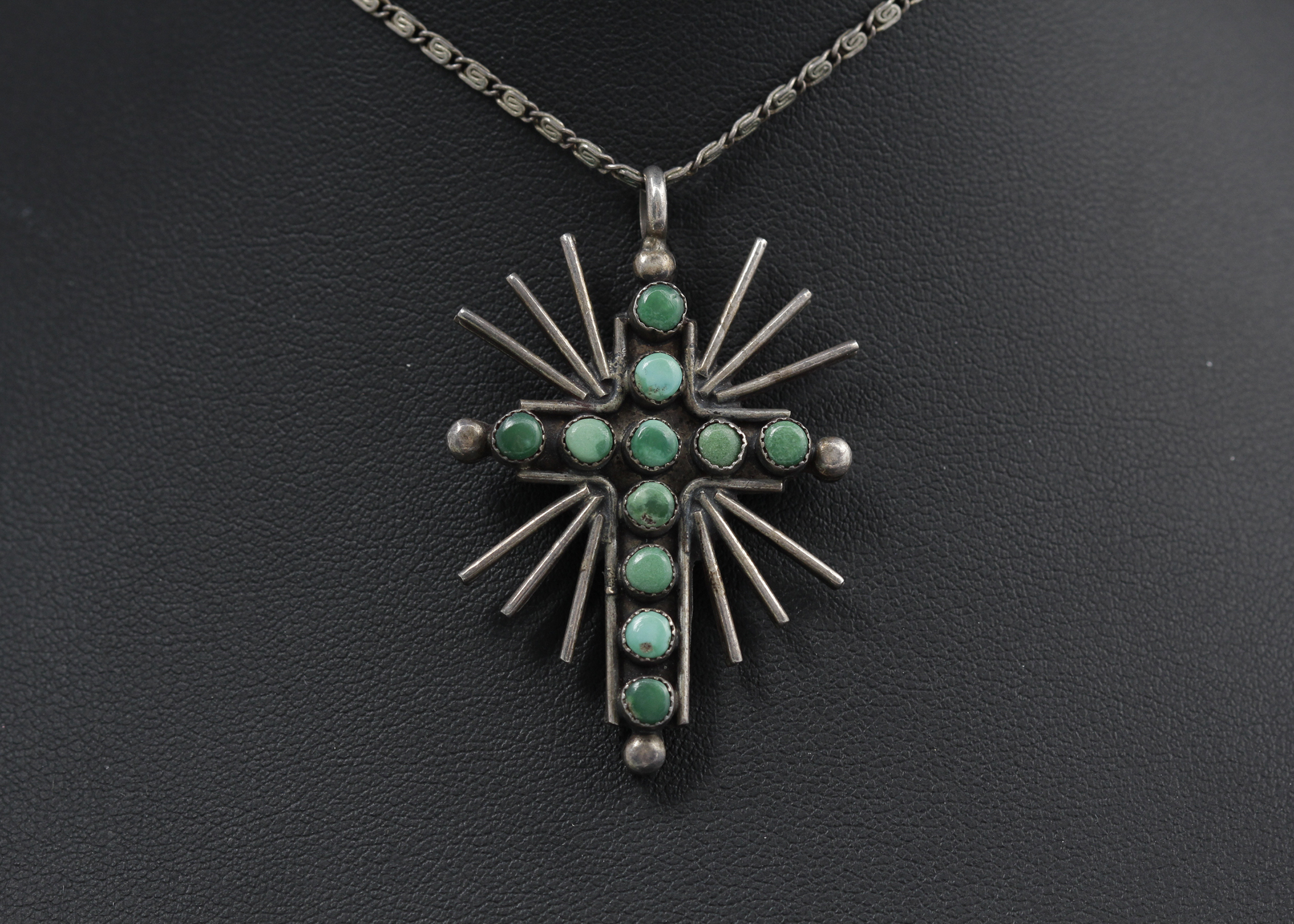 800 Sterling Silver Stone Cross Necklace