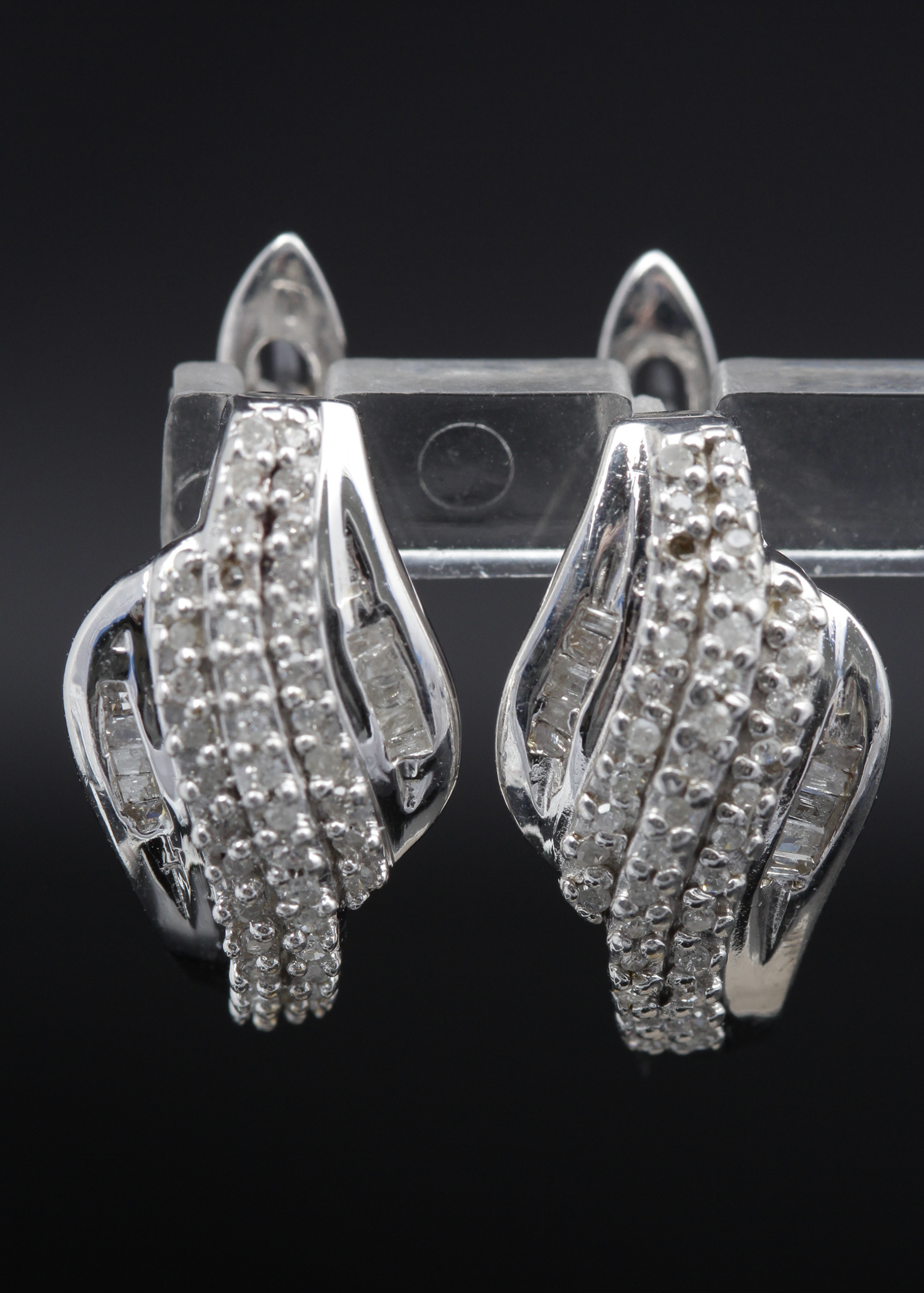 Sterling Silver and Diamond Earrings