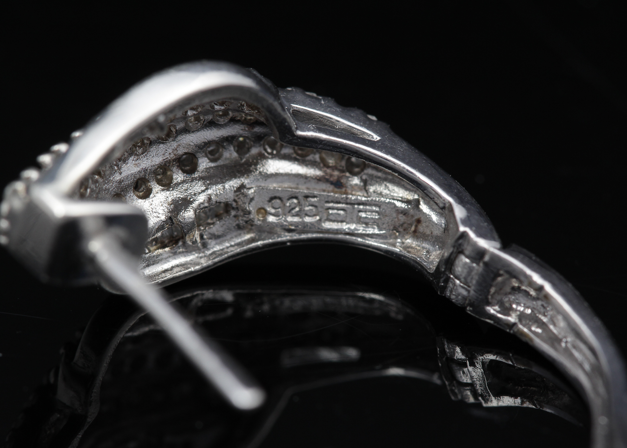 Sterling Silver and Diamond Earrings