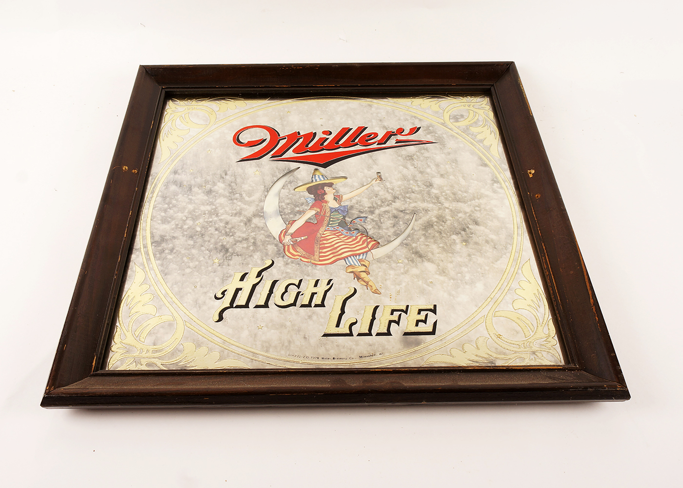 Framed Miller High Life Moon Girl Bar Mirror