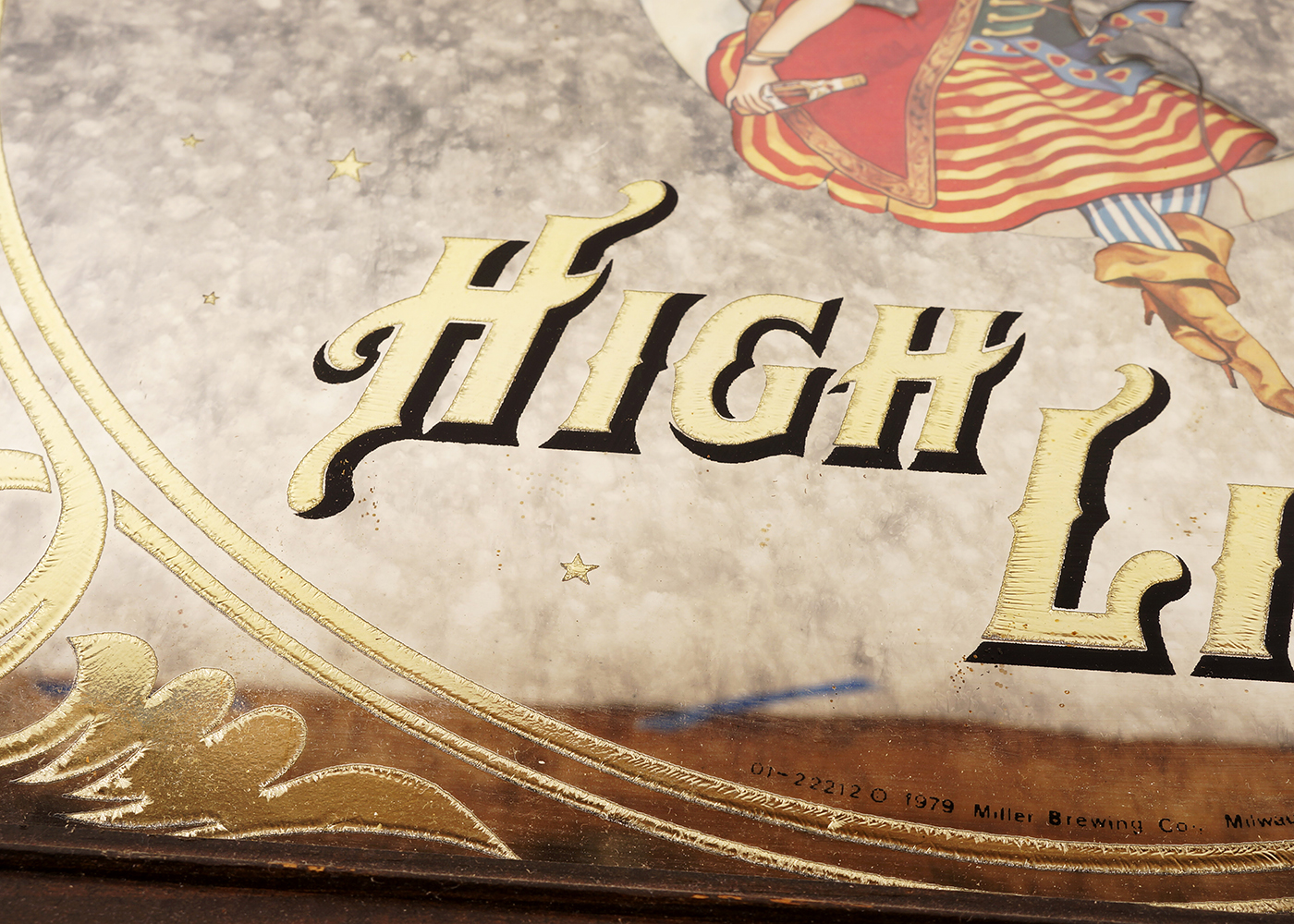 Framed Miller High Life Moon Girl Bar Mirror