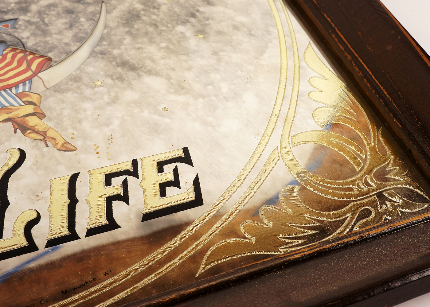 Framed Miller High Life Moon Girl Bar Mirror