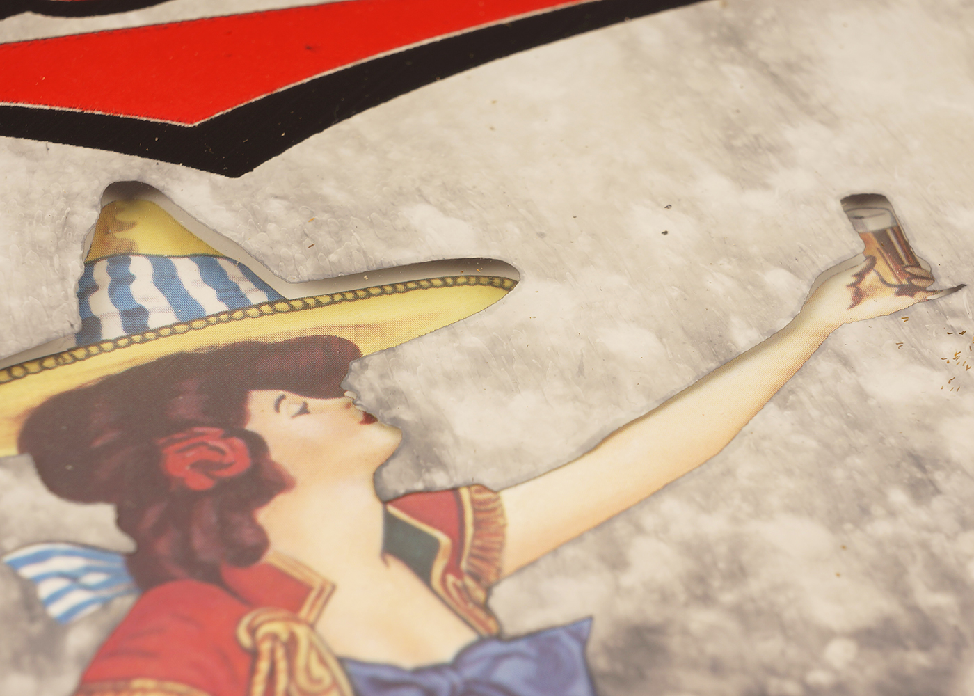 Framed Miller High Life Moon Girl Bar Mirror