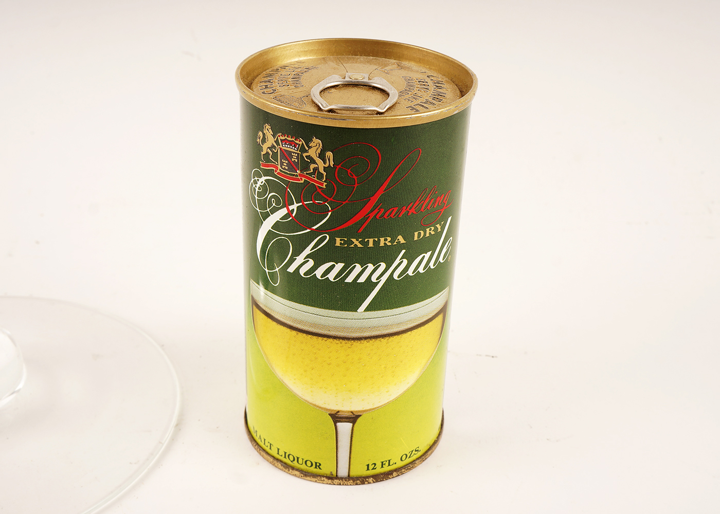 Large Champale Champagne Glass with Empty Can