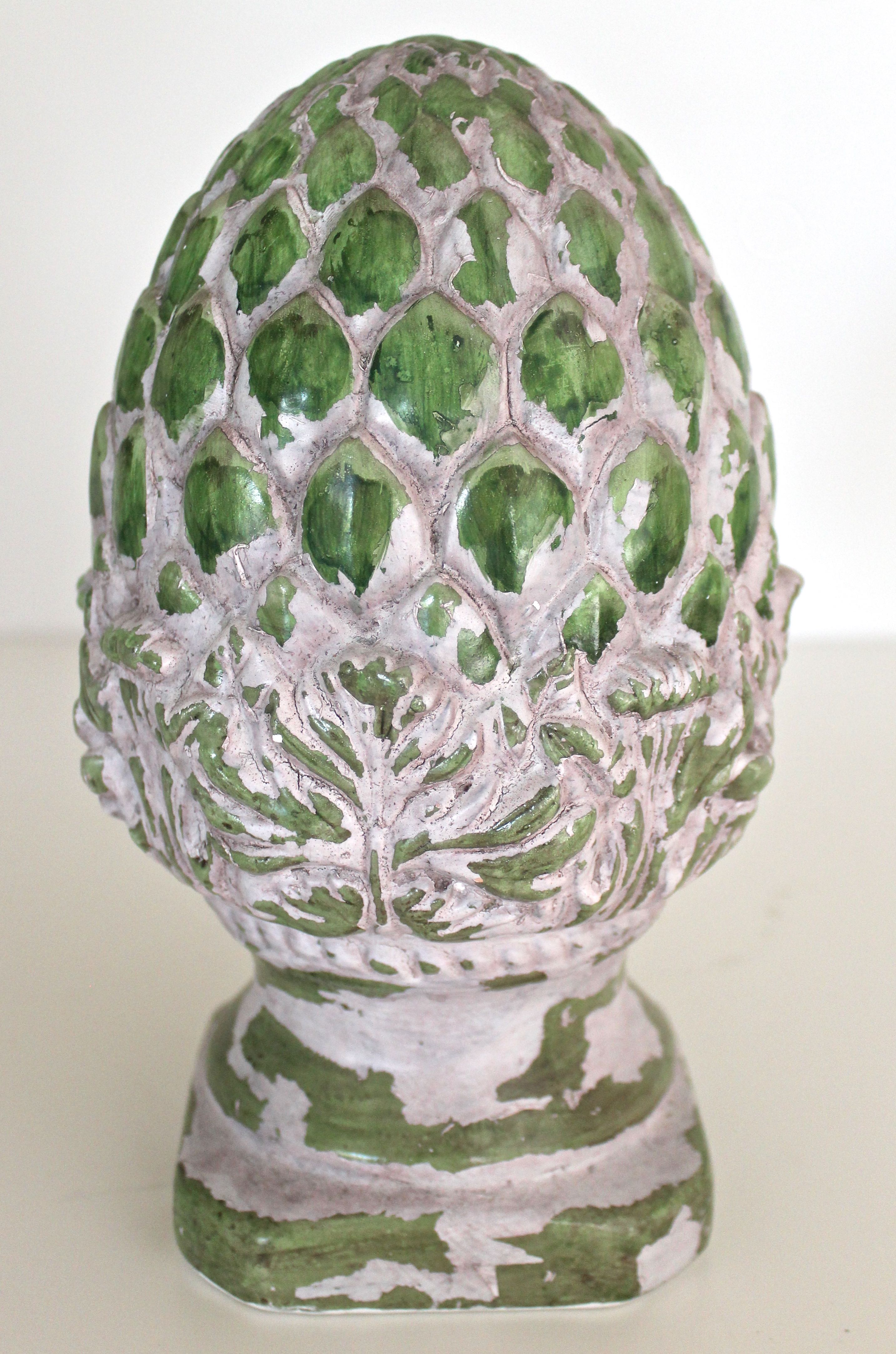 Set of Distressed Ceramic Acorn Finials