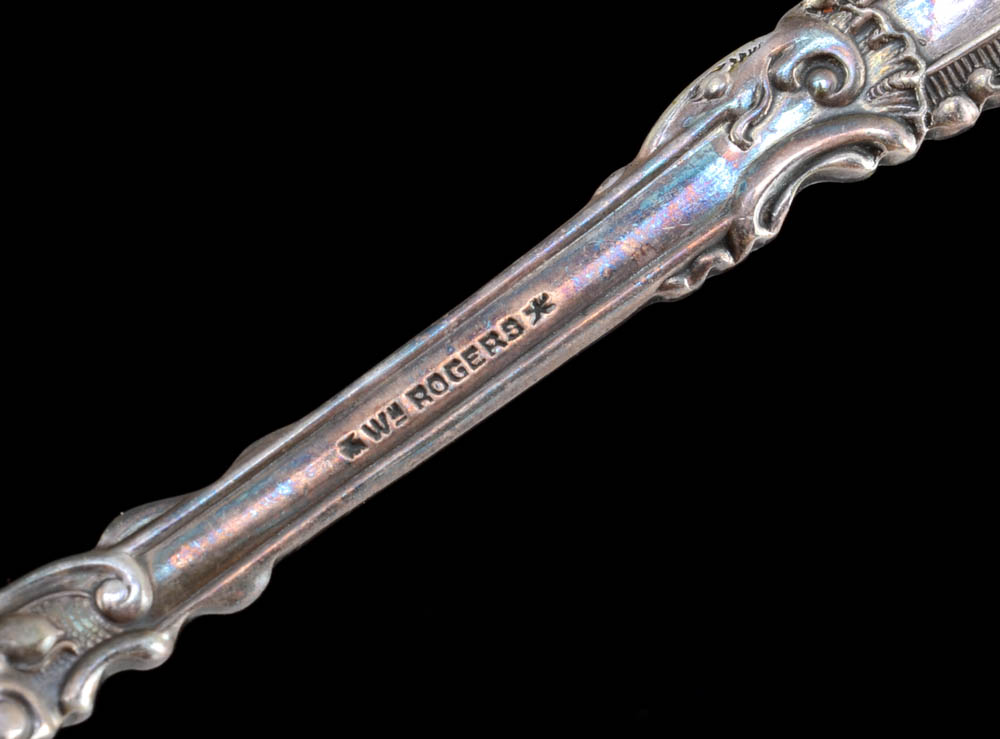 Five Antique, Wm. Roger Silver Plated Fruit Spoons