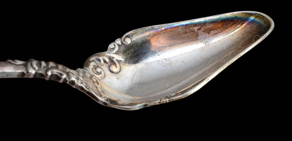 Five Antique, Wm. Roger Silver Plated Fruit Spoons