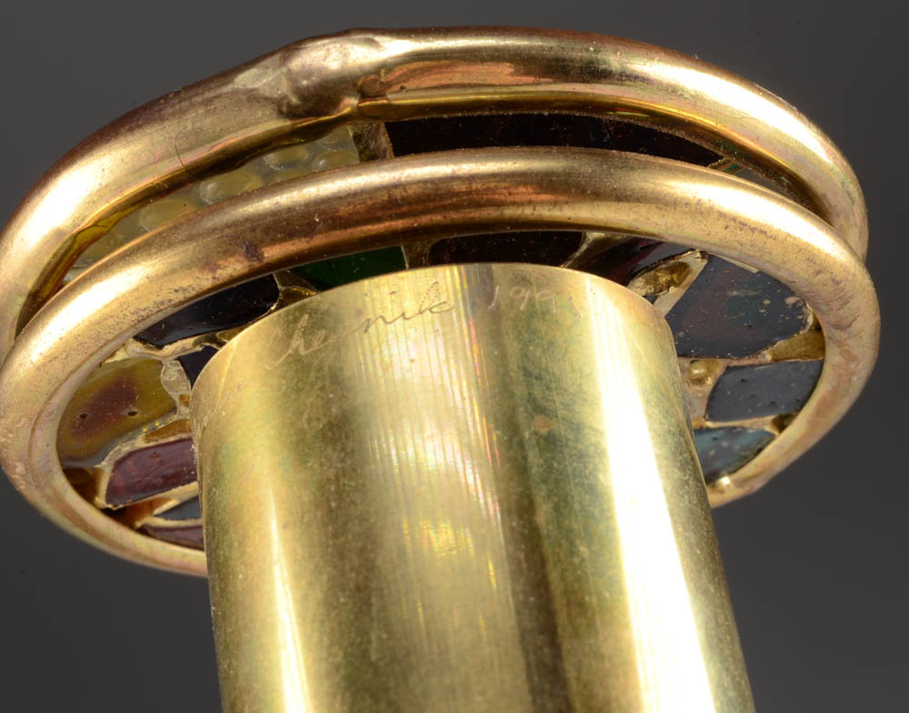 Signed Janice Chesnik Brass Two Wheel Kaleidoscope