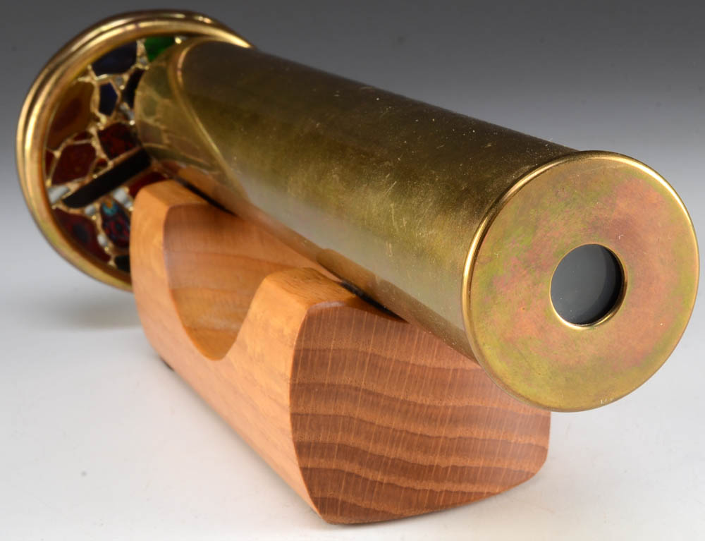 Signed Janice Chesnik Brass Two Wheel Kaleidoscope