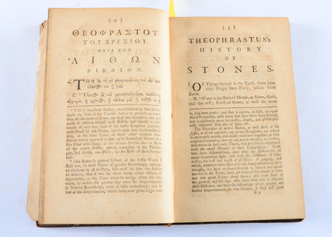 1746 First English Edition "History of Stones" by Theophrastus