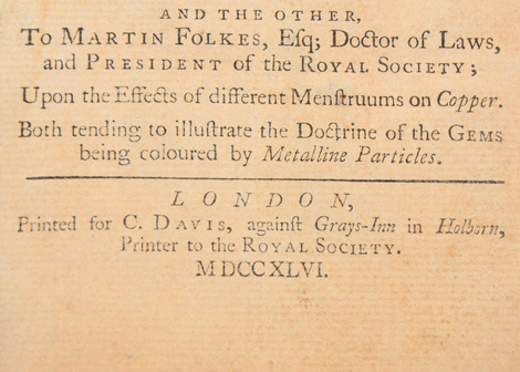 1746 First English Edition "History of Stones" by Theophrastus