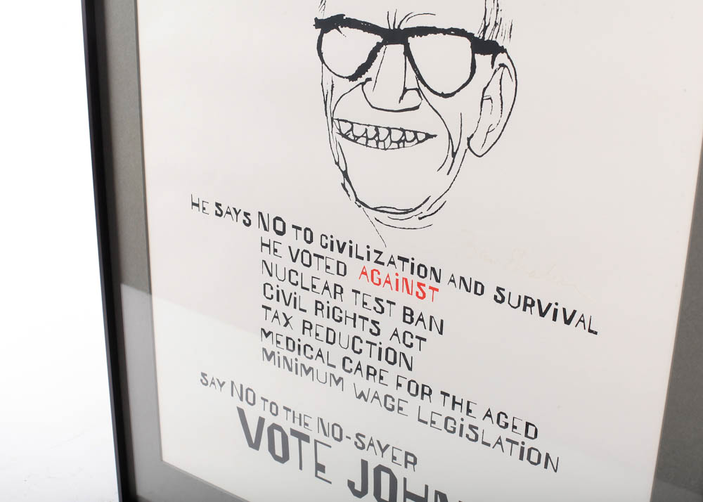 Ben Shahn "Vote Johnson" Signed Original Serigraph Print