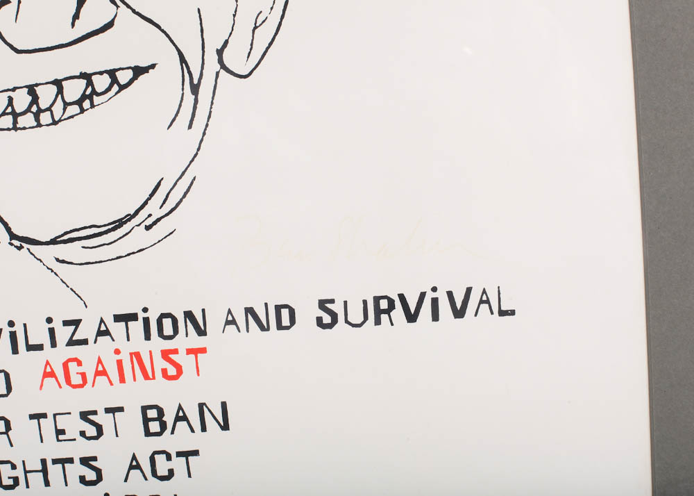 Ben Shahn "Vote Johnson" Signed Original Serigraph Print