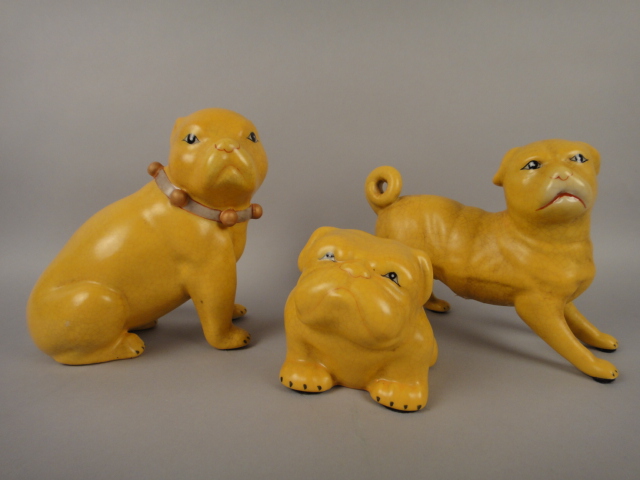 Three WL 1895 Wong Lee Porcelain Dogs