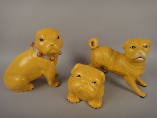 Three WL 1895 Wong Lee Porcelain Dogs