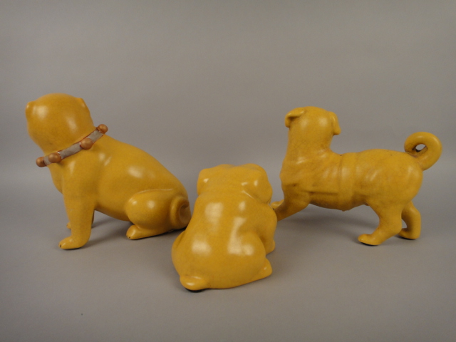 Three WL 1895 Wong Lee Porcelain Dogs