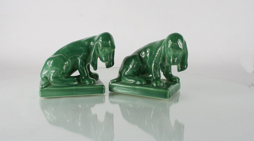 1949 Rookwood Pottery Basset Hound Bookends