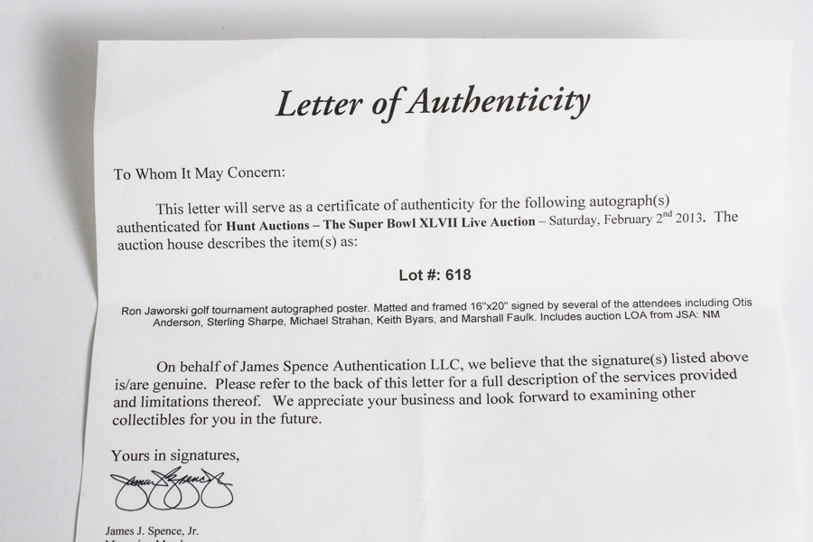 Signed Ron Jaworski's Celebrity Golf Challenge Poster