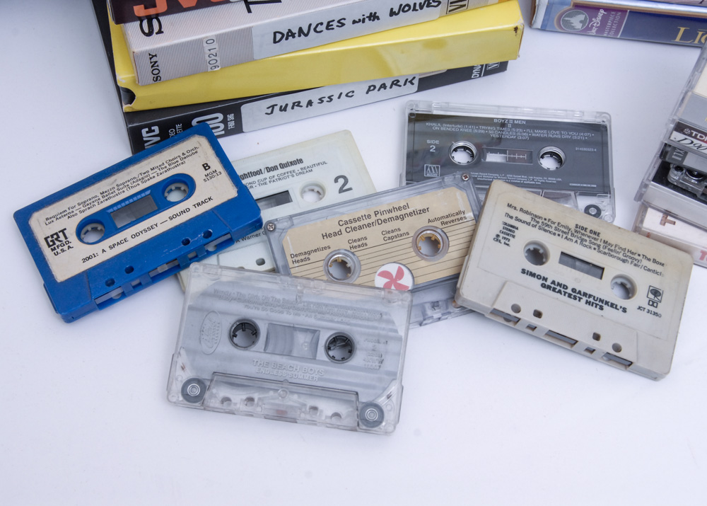 Vintage Cassette Tapes and VHS Movies