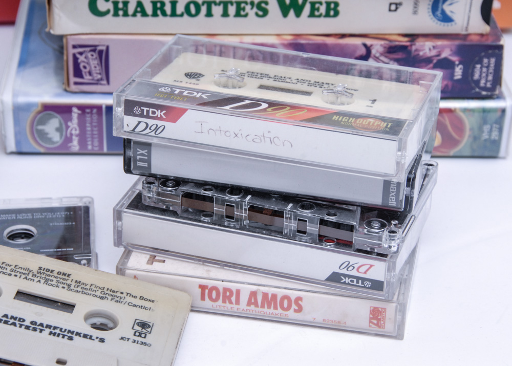Vintage Cassette Tapes and VHS Movies