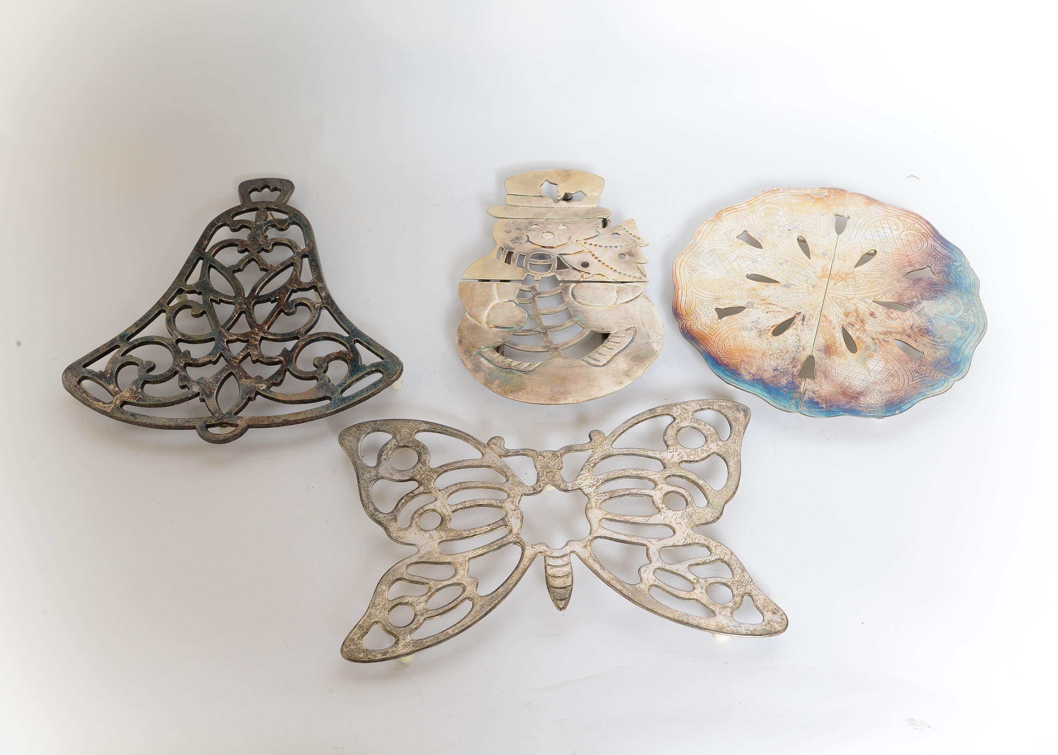 Set of Four Vintage Silverplated Trivets
