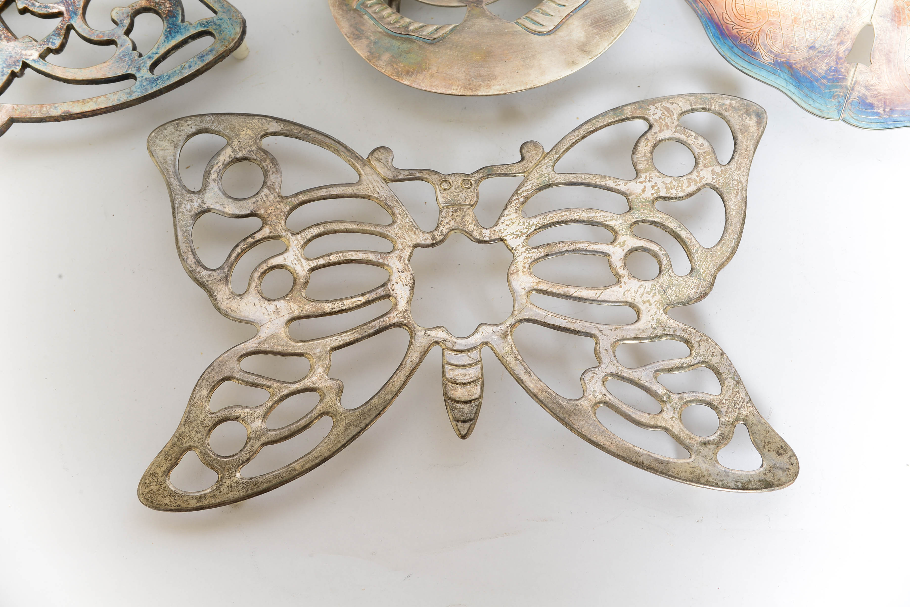 Set of Four Vintage Silverplated Trivets