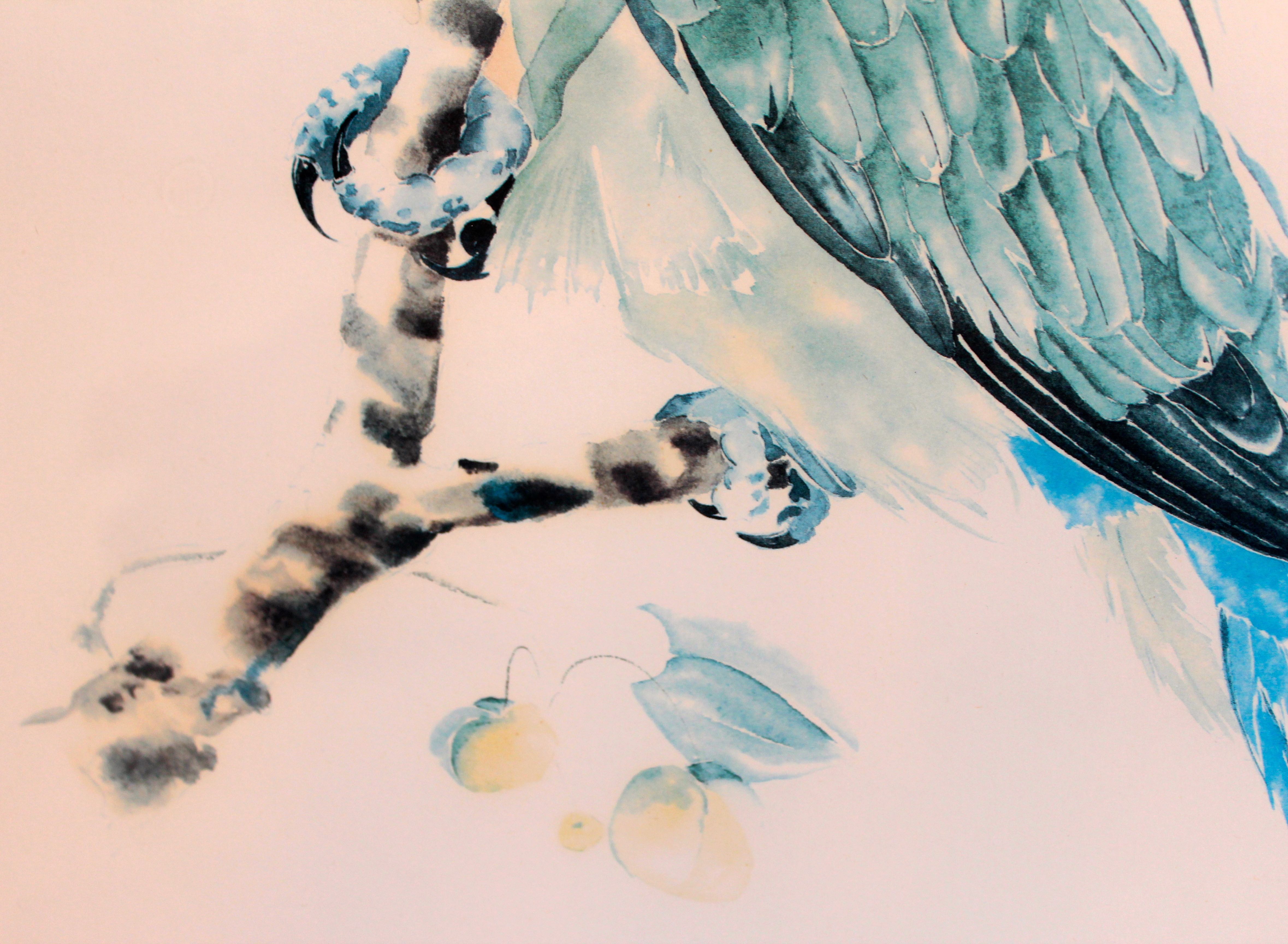 Set of Two Parrot Offset Lithographs by Judie Stevens