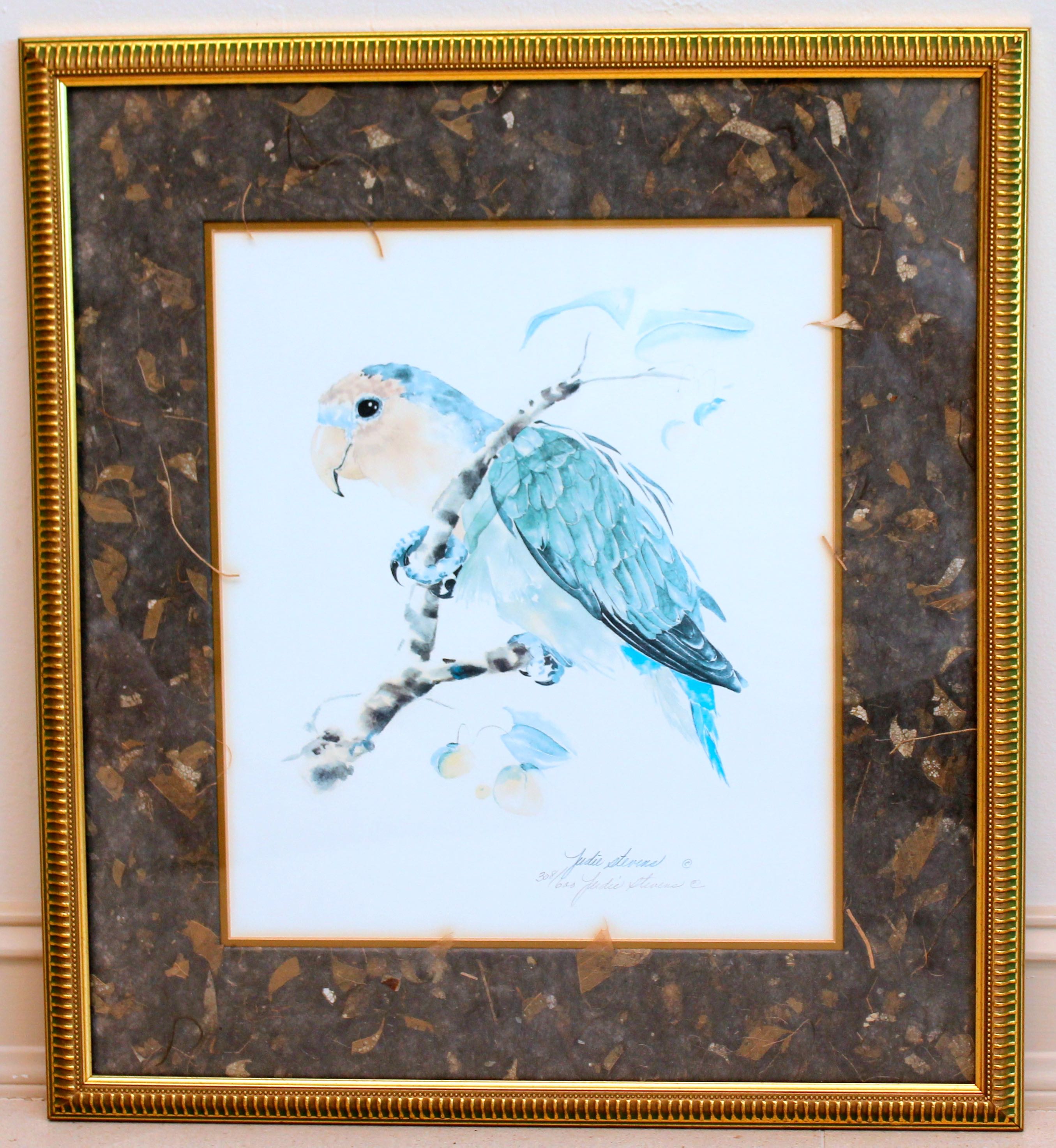 Set of Two Parrot Offset Lithographs by Judie Stevens