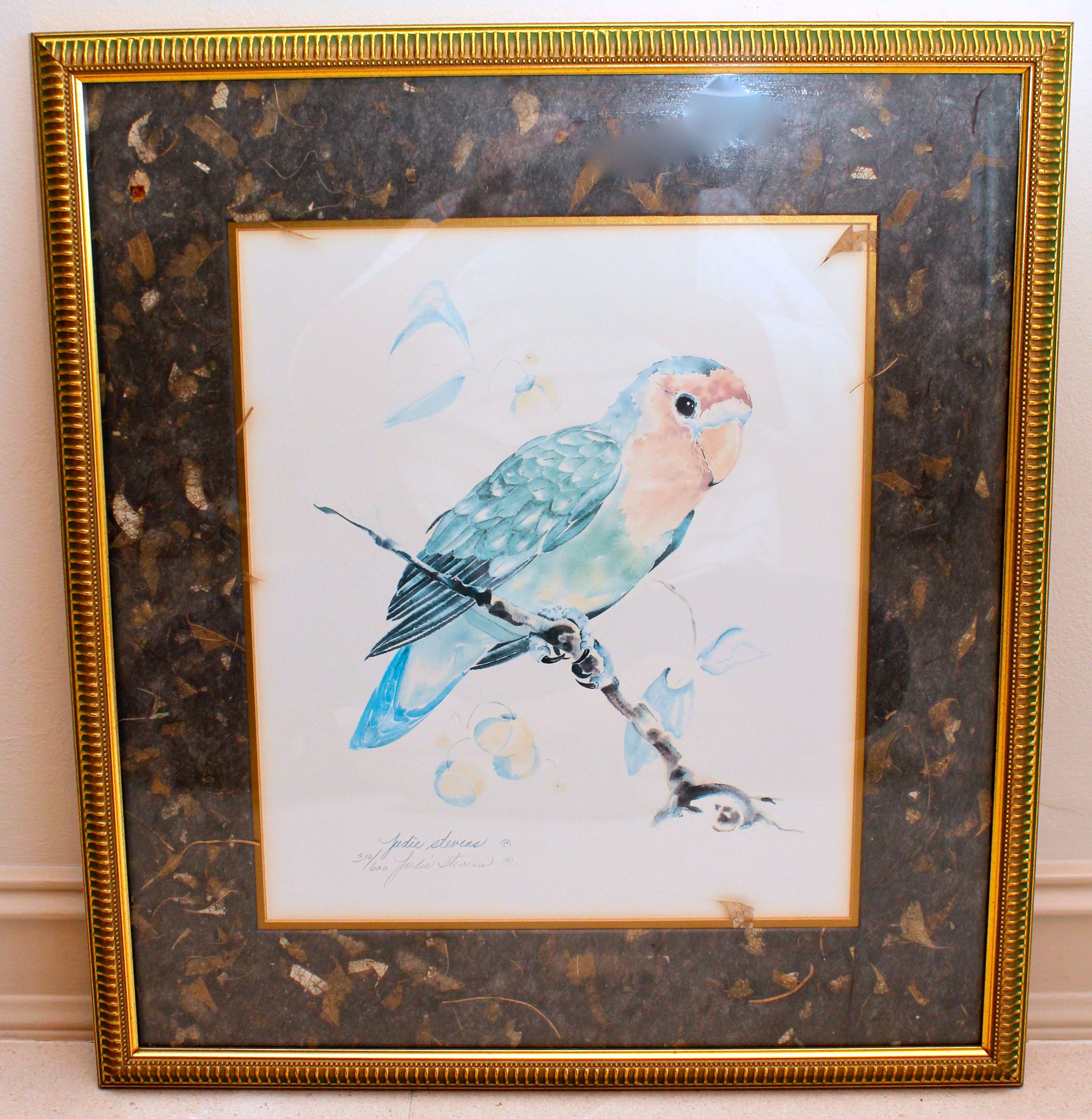 Set of Two Parrot Offset Lithographs by Judie Stevens
