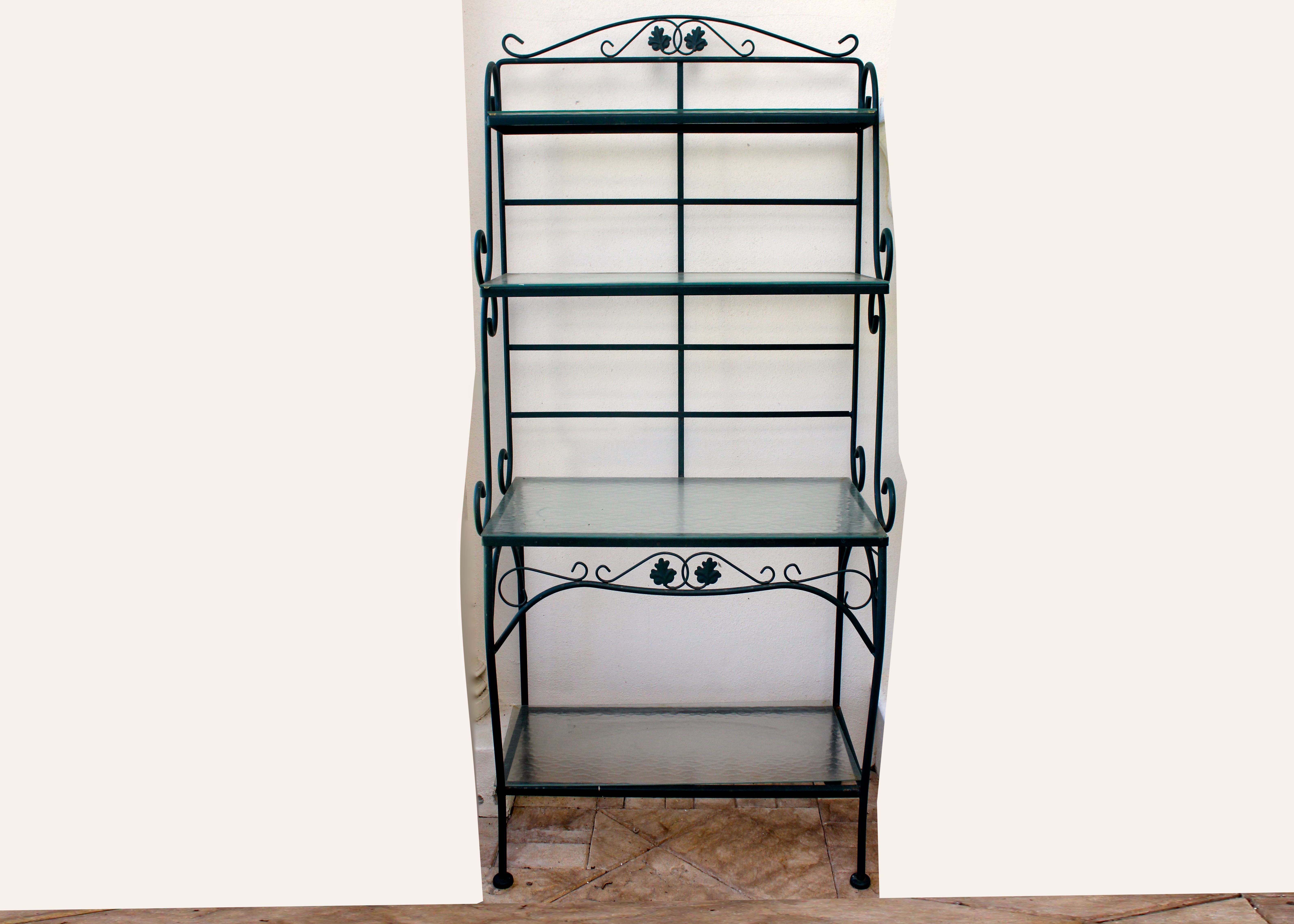 Metal Baker's Rack With Glass Shelves