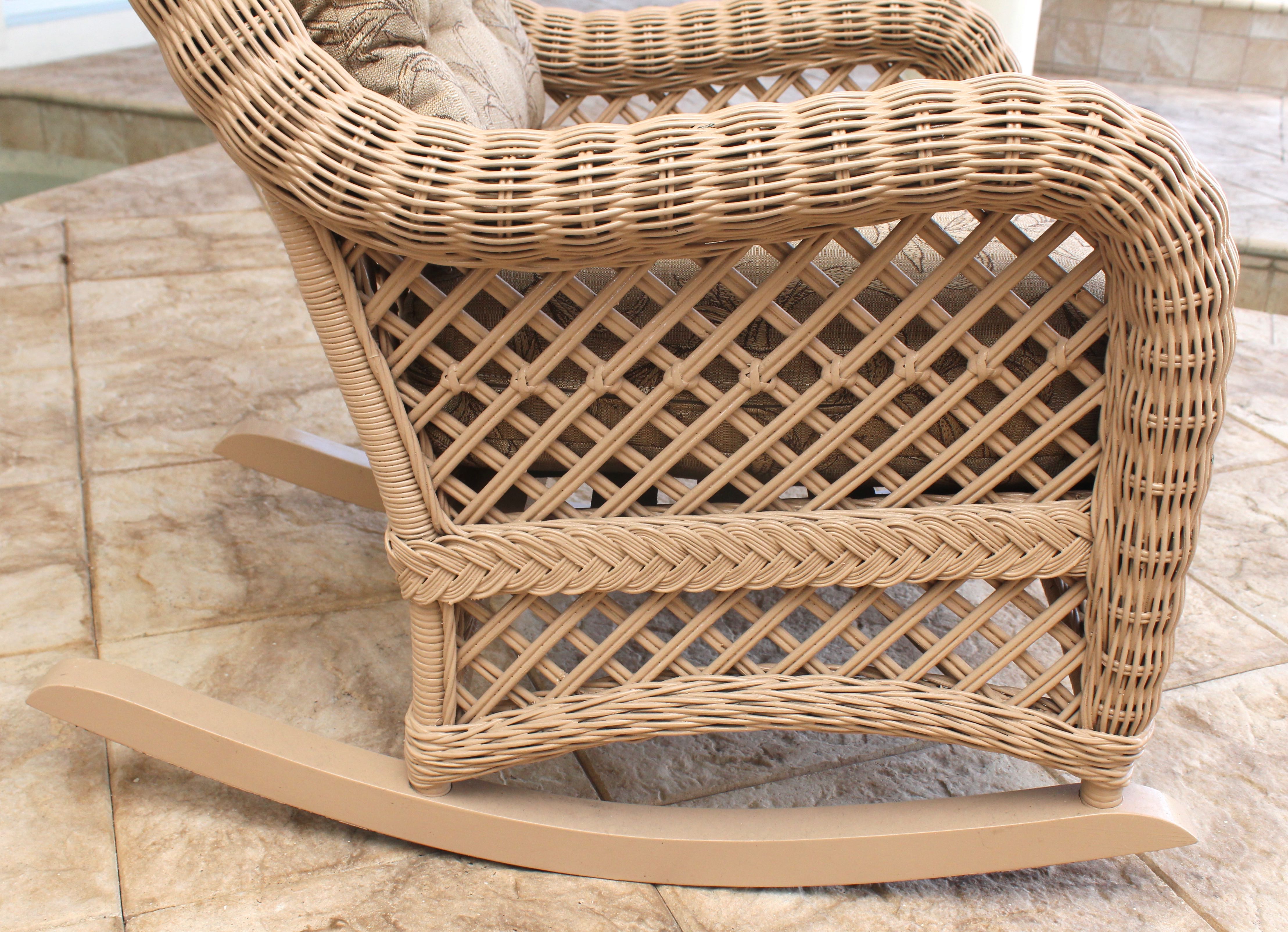 Wicker Rocking Chair With Cushions