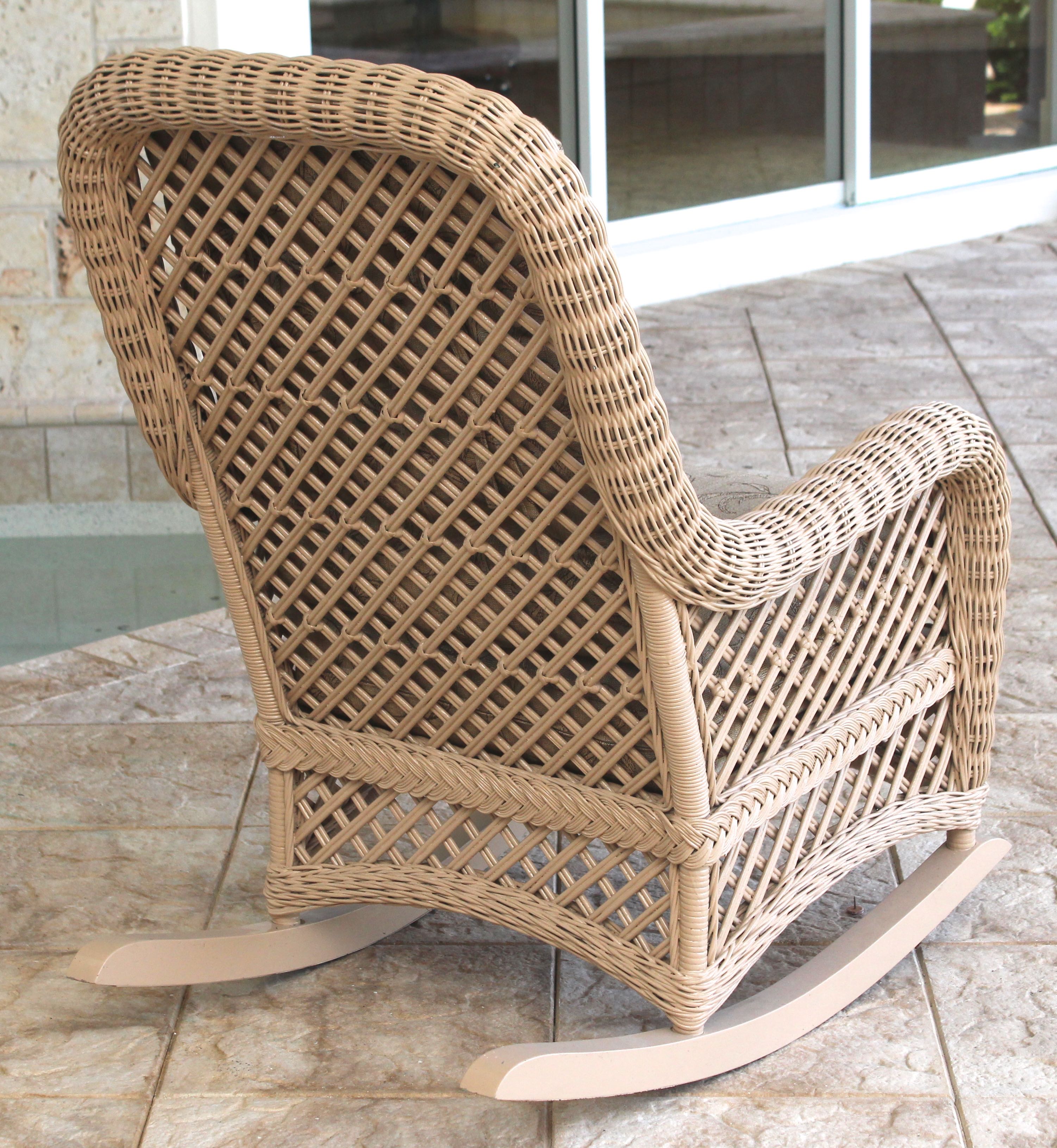 Wicker Rocking Chair With Cushions