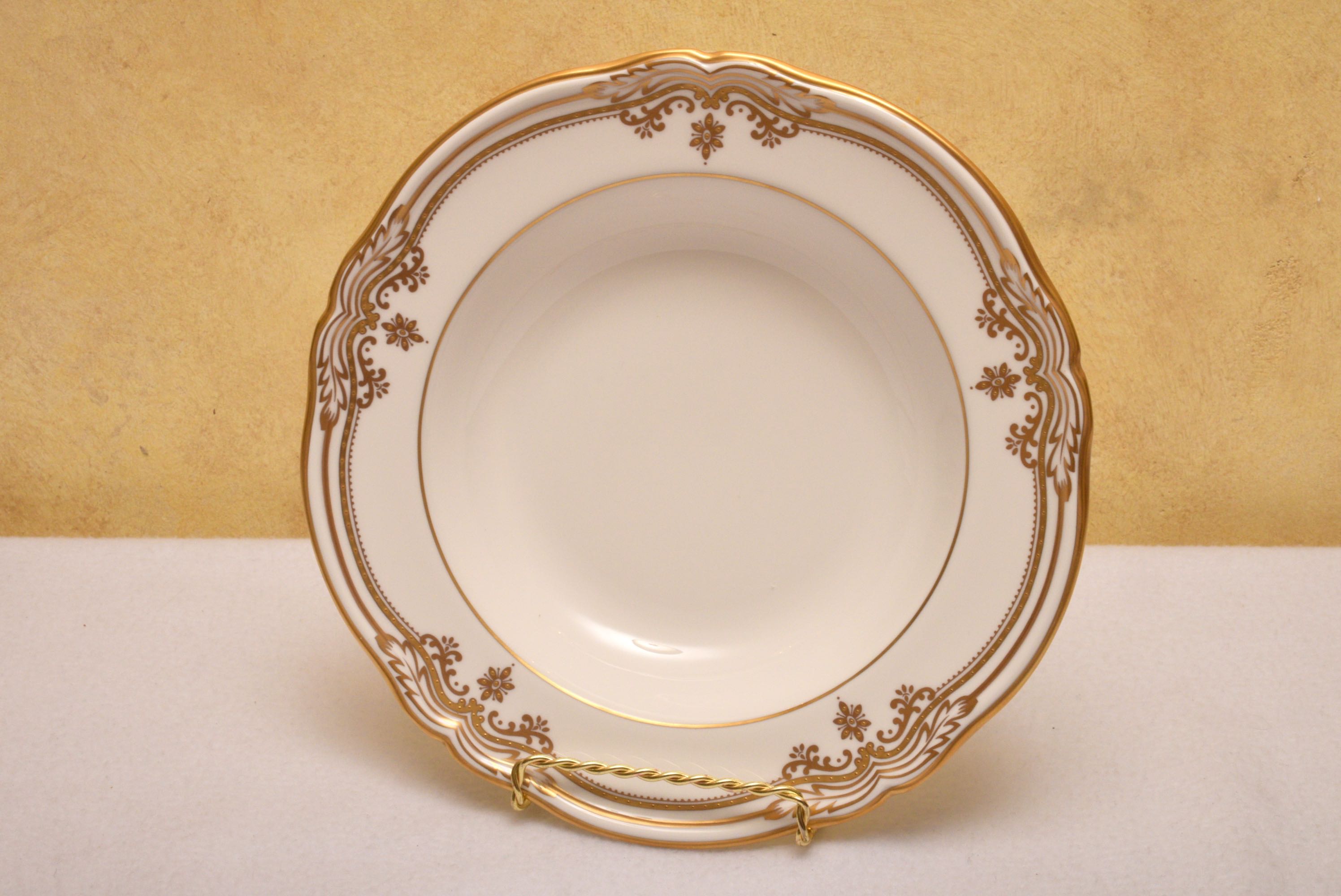 Set of Eight Spode "Stafford White" Large Rim Soup Bowls