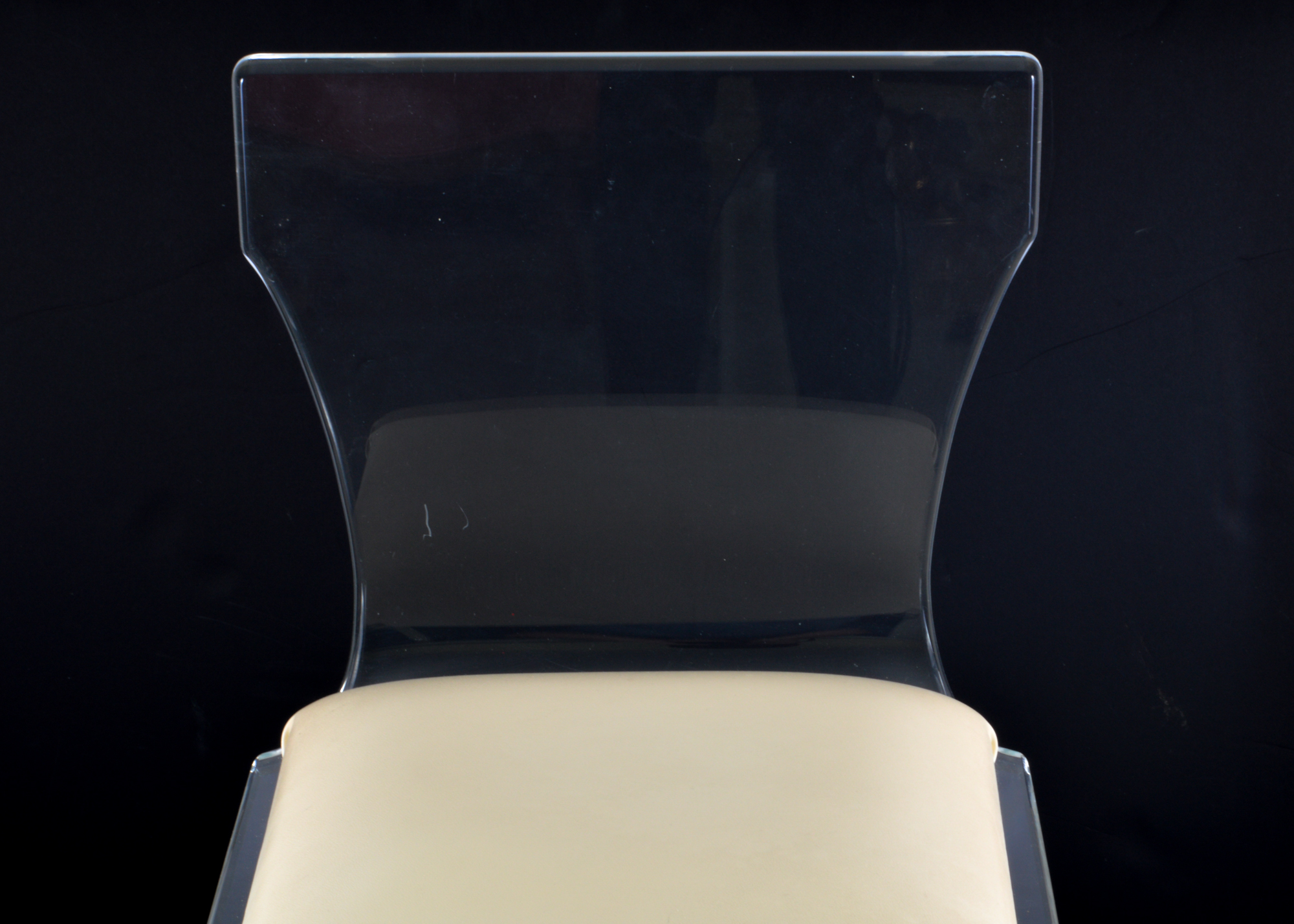 Lucite and Teal Blue Glass Stool