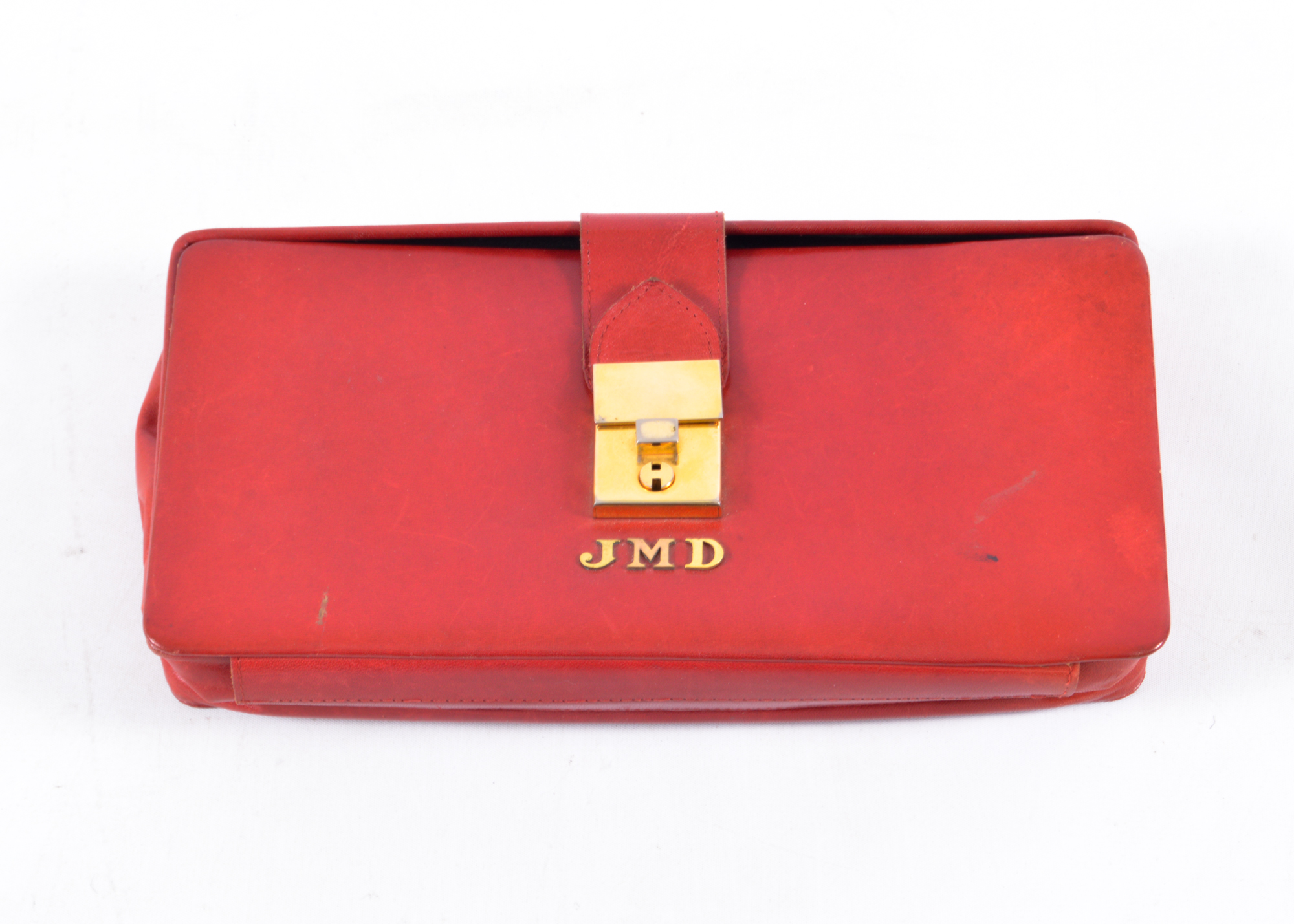 Red Leather Vintage Bulgari Clutch