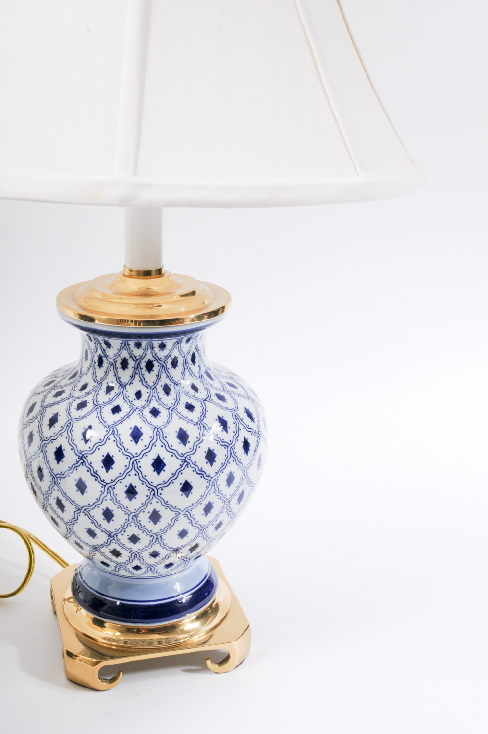 Pair Blue Ceramic Lamps