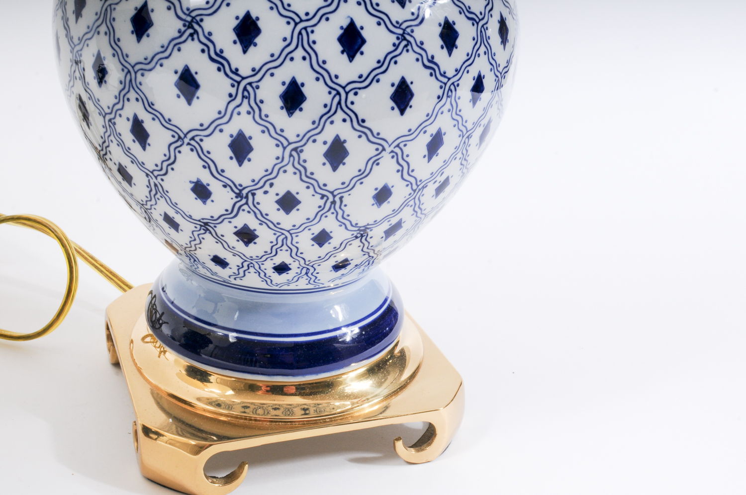 Pair Blue Ceramic Lamps