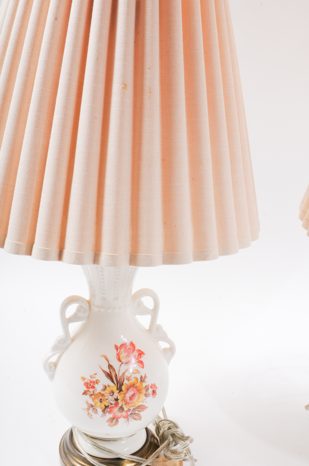 Pair of Vintage Ceramic and Brass Lamps