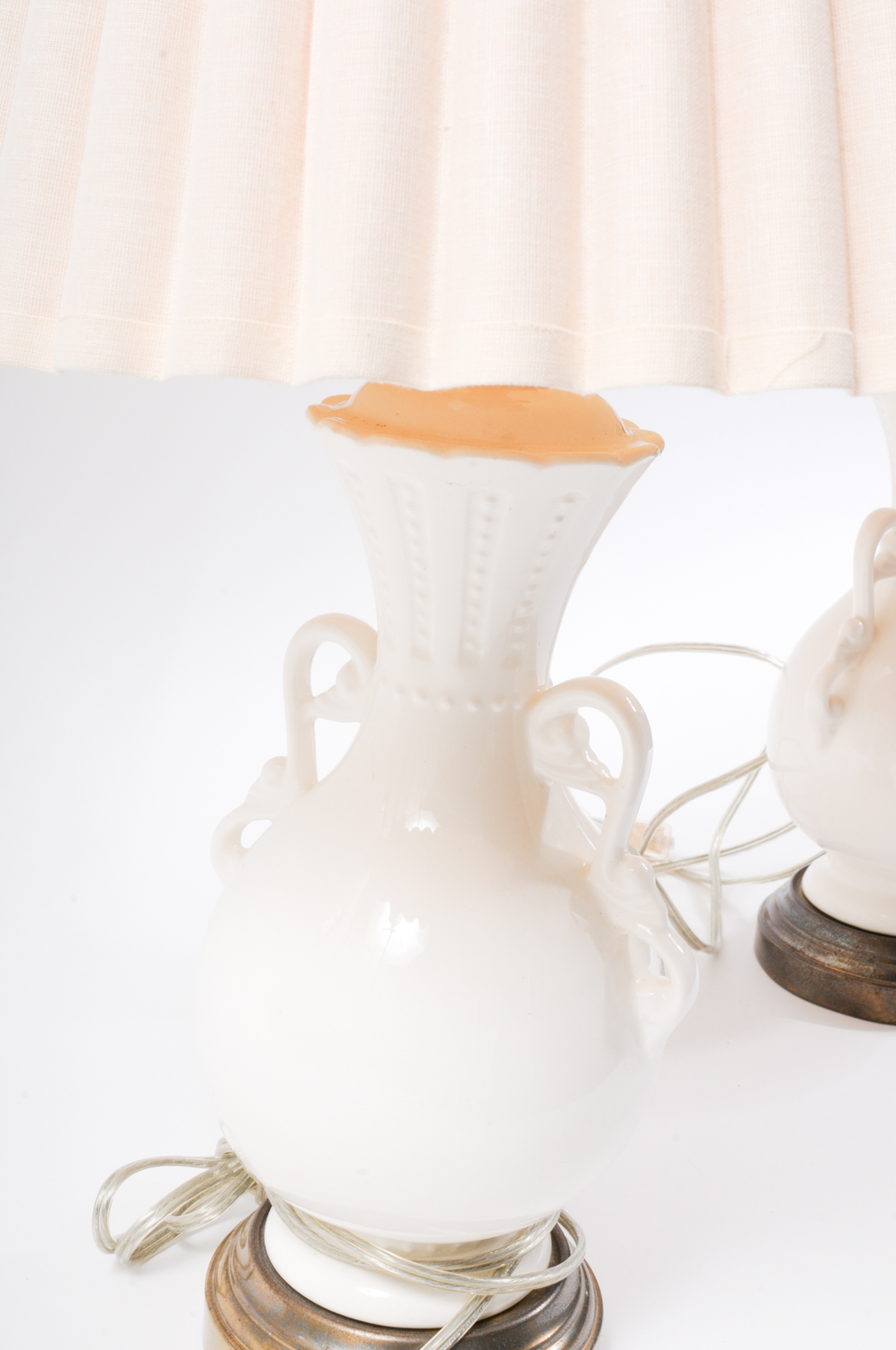 Pair of Vintage Ceramic and Brass Lamps