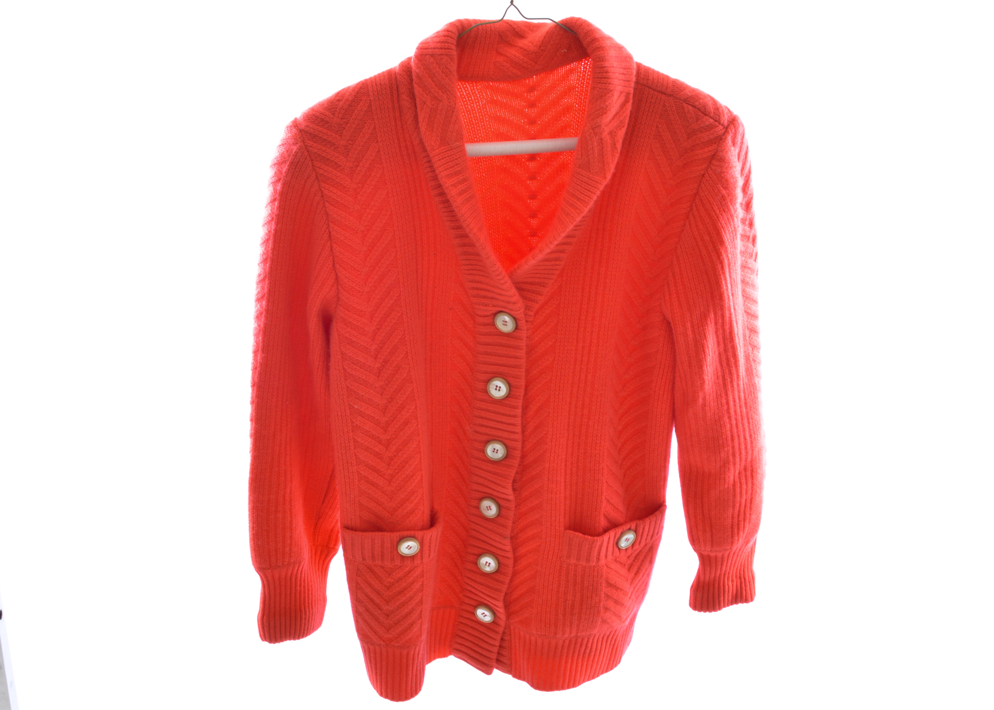 Salmon Pink Wool Cashmere Cardigan with Two Scarves