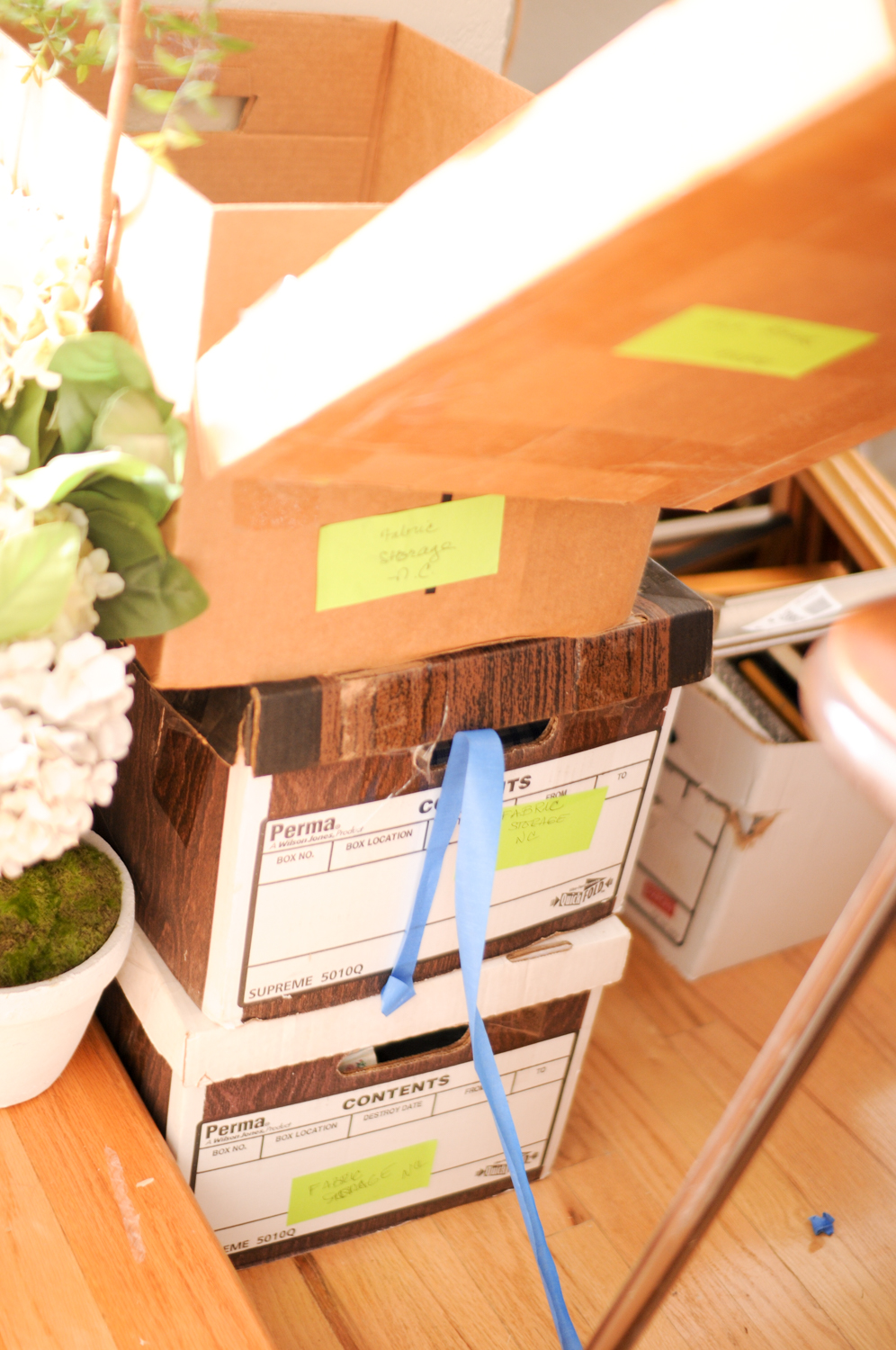 Four Boxes of Fabric